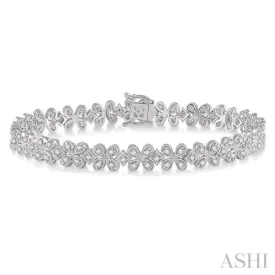 1 1/2 Ctw Floral Link Diamond Bracelet in 14K White Gold