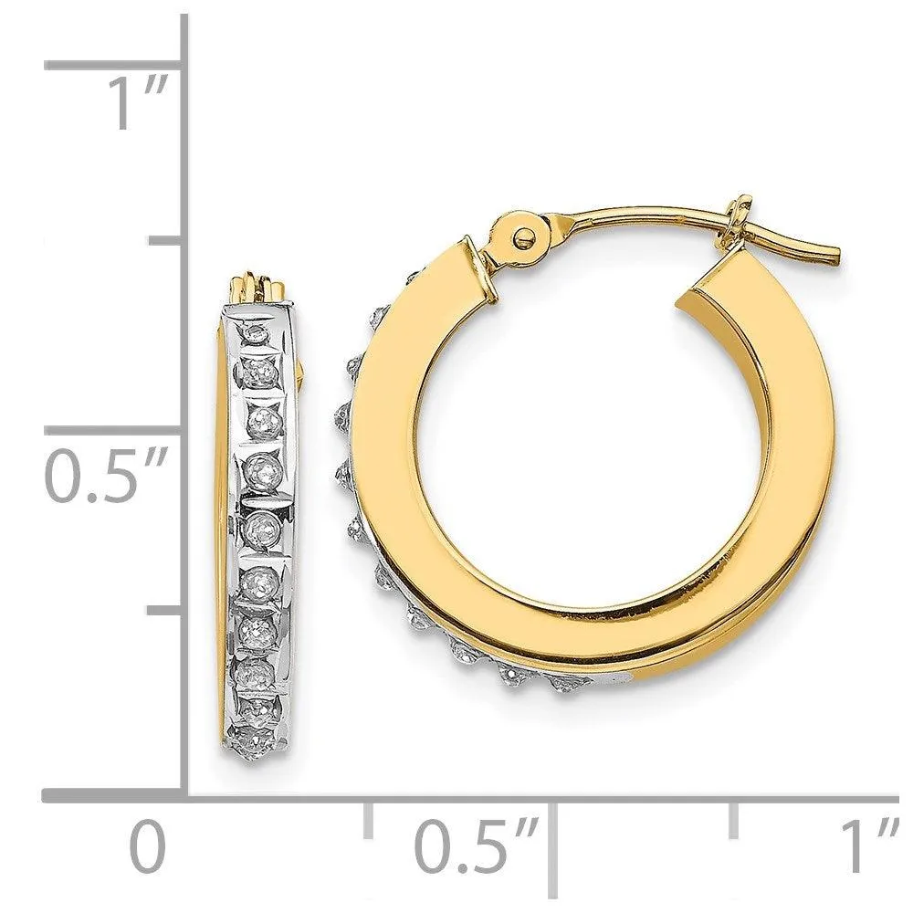 14k Diamond Fascination Round Hinged Hoop Earrings