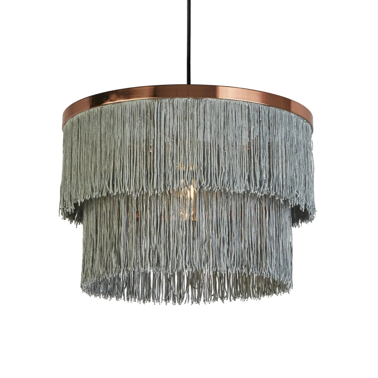 2 Tier Copper and Grey Fringe Light Shade