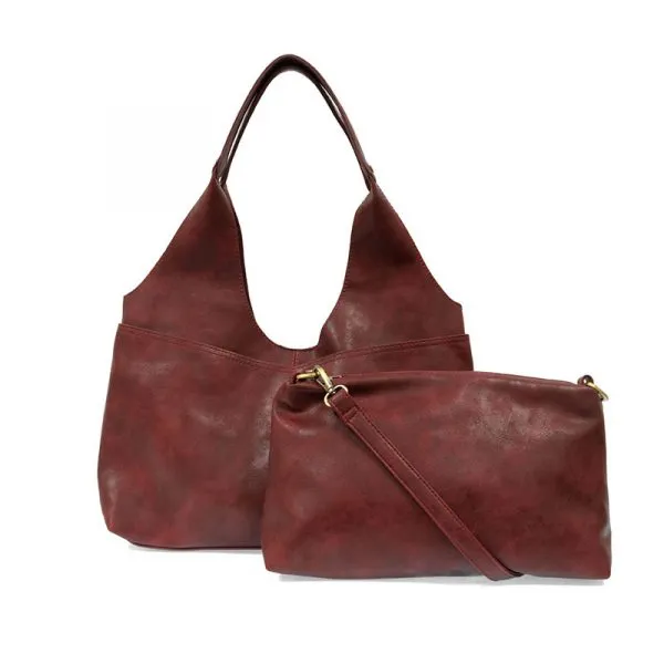 4 Pocket Hobo Bag - L8137-05 - Burgundy - Women's