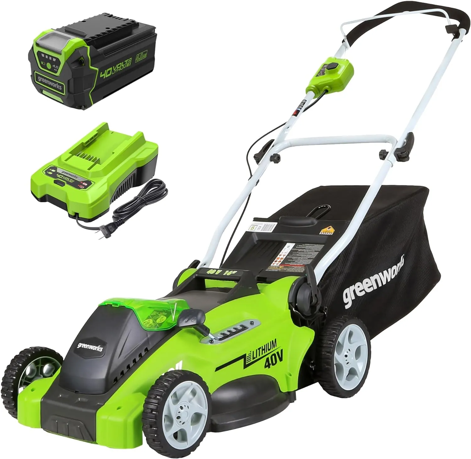 40V 16" Cordless Battery Push Lawn Mower w/ 4.0Ah Battery & Charger