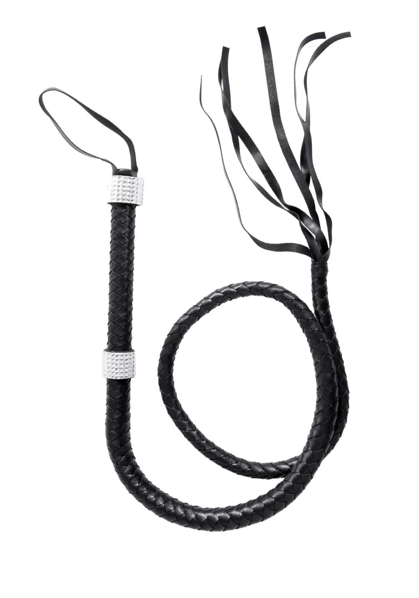 54" Braided Whip With Rhinestone Look Handle