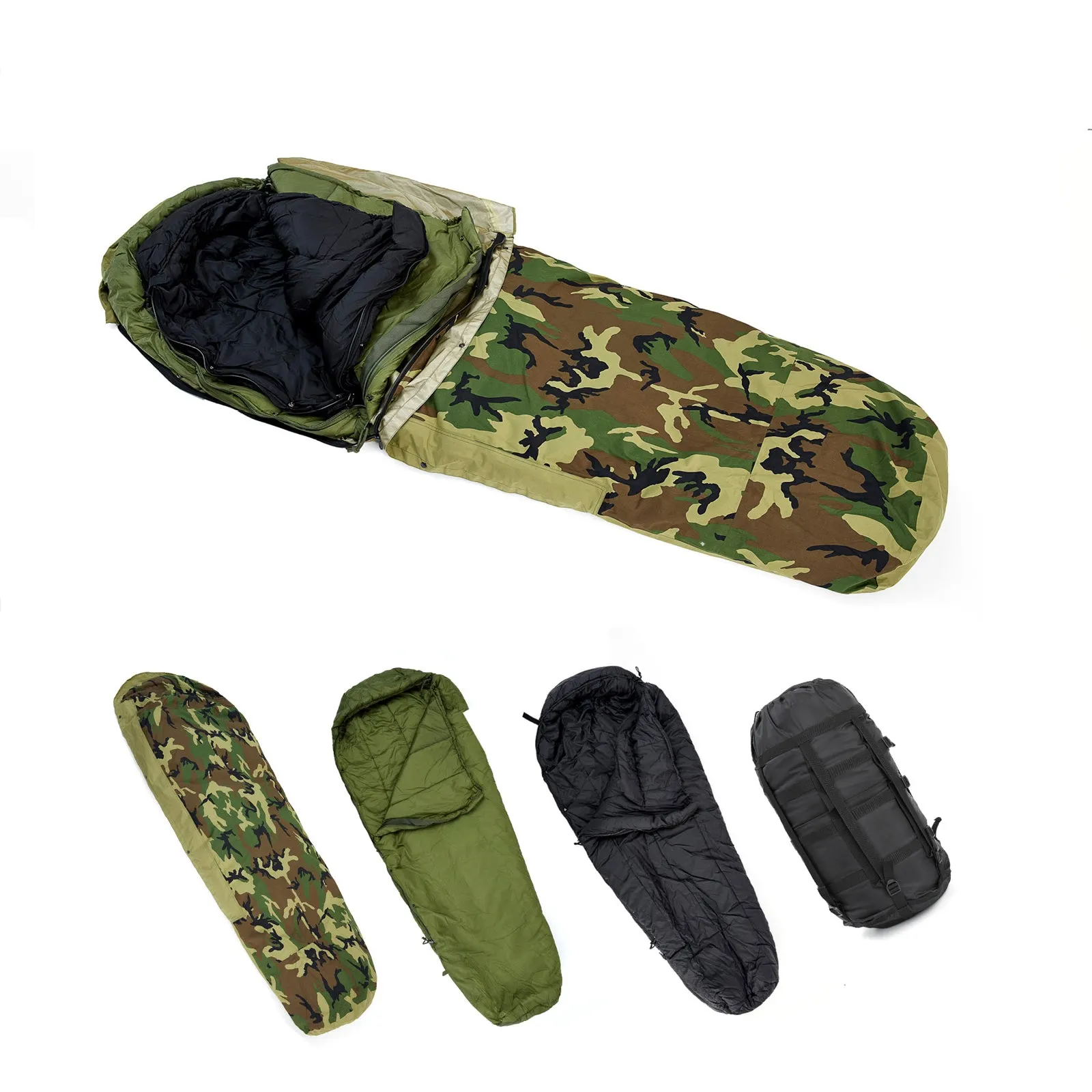 Akmax Modular Sleeping Bags System, Multi Layered with Bivy Cover for All Season Woodland