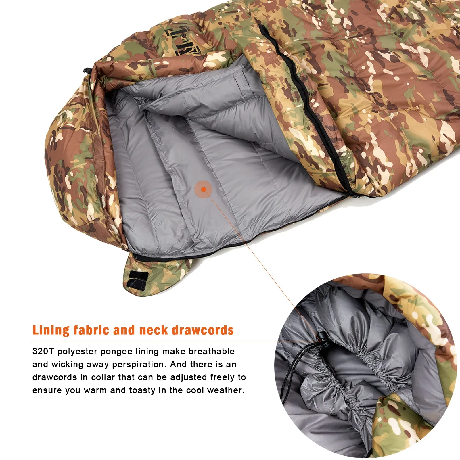 Akmax Sleeping Bag for Cold Weather Multicam