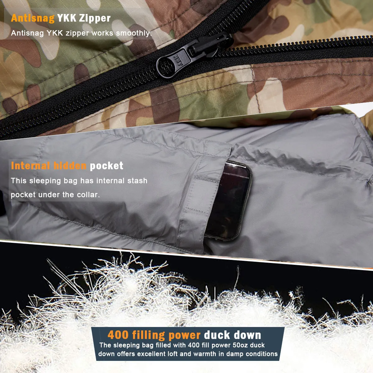 Akmax Sleeping Bag for Cold Weather Multicam