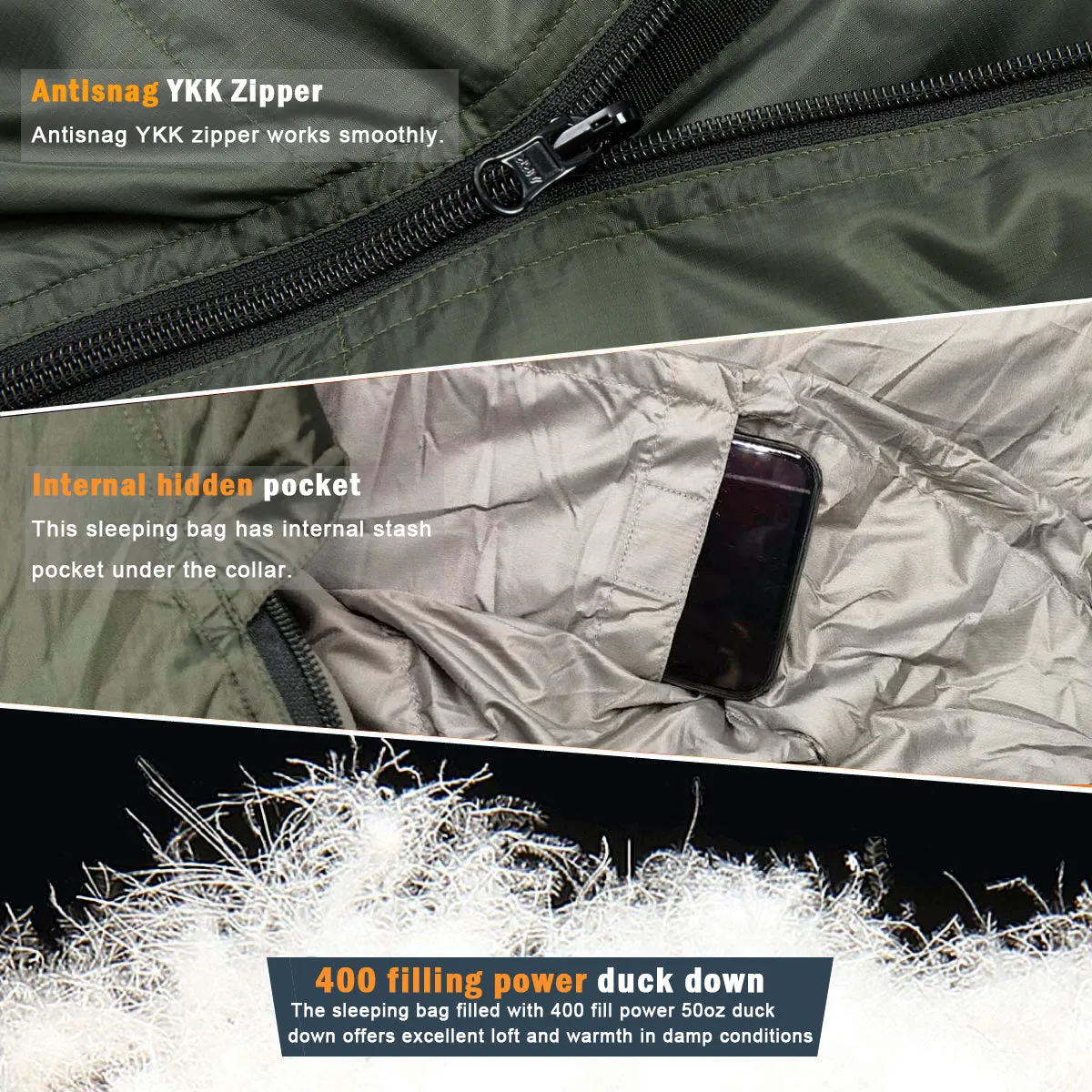 Akmax Sleeping Bag for Cold Weather Olive Drab