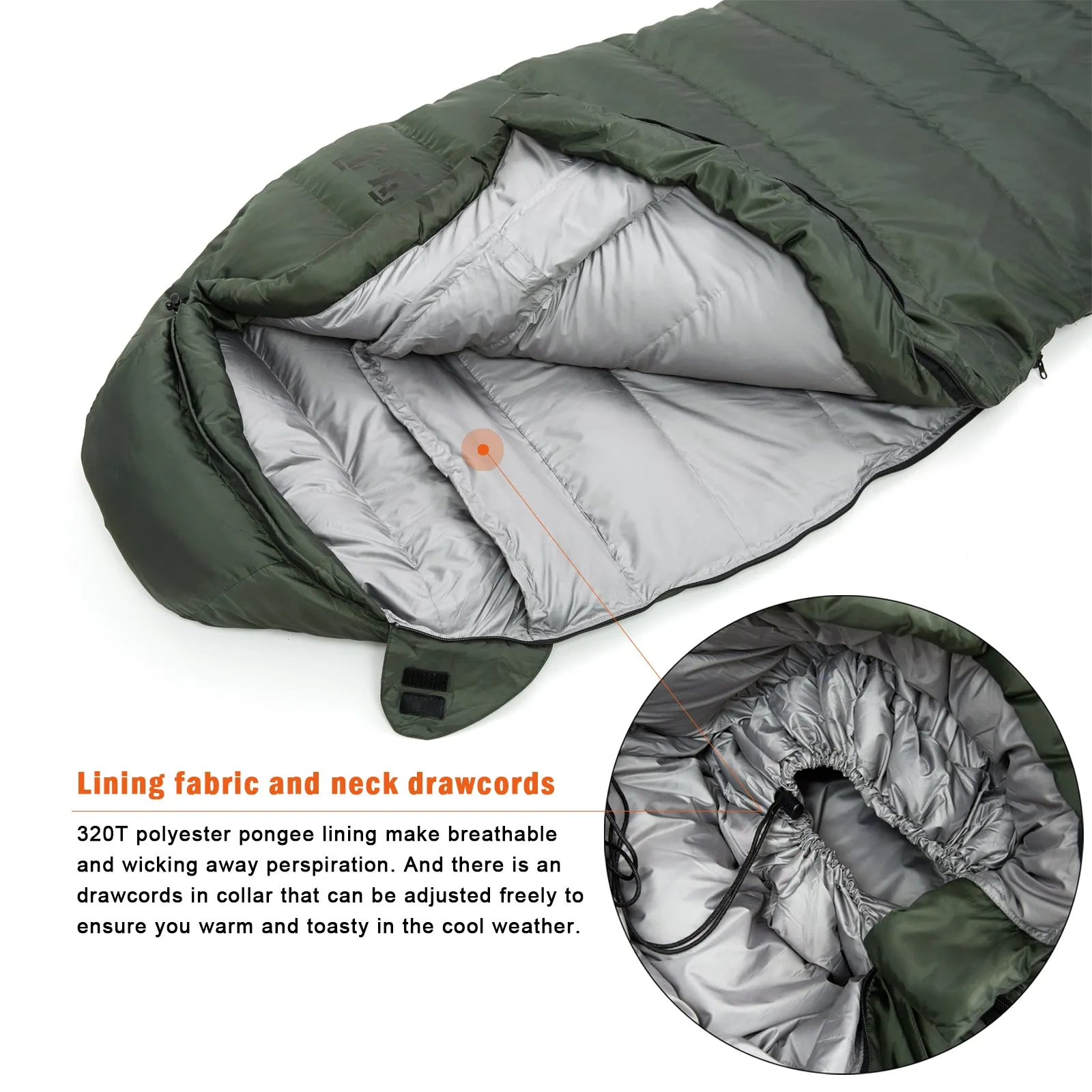 Akmax Sleeping Bag for Cold Weather Olive Drab