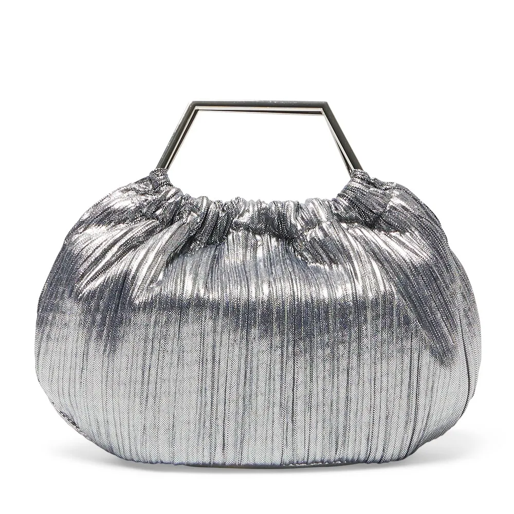 Allison Evening Bag in Dark Silver Pleat