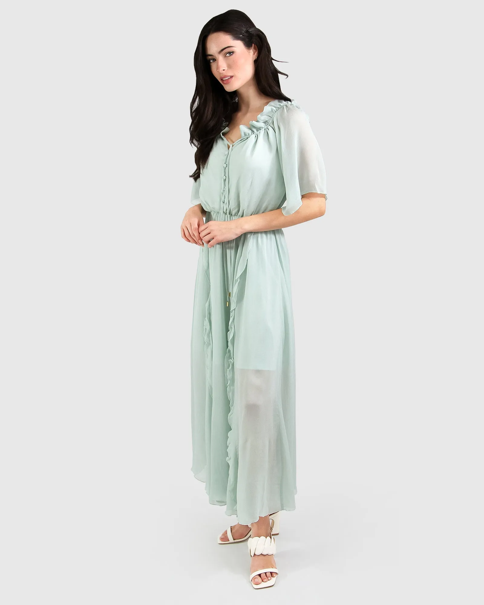 Amour Amour Ruffled Midi Dress - Spearmint FINAL SALE