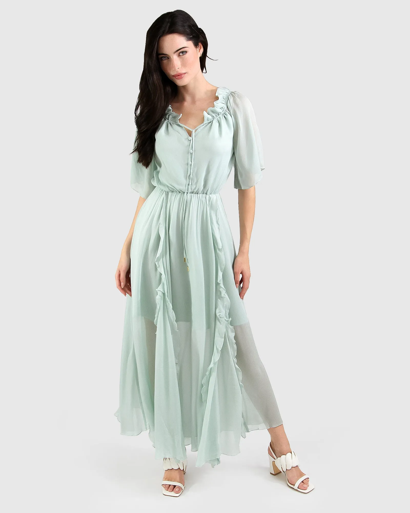 Amour Amour Ruffled Midi Dress - Spearmint FINAL SALE