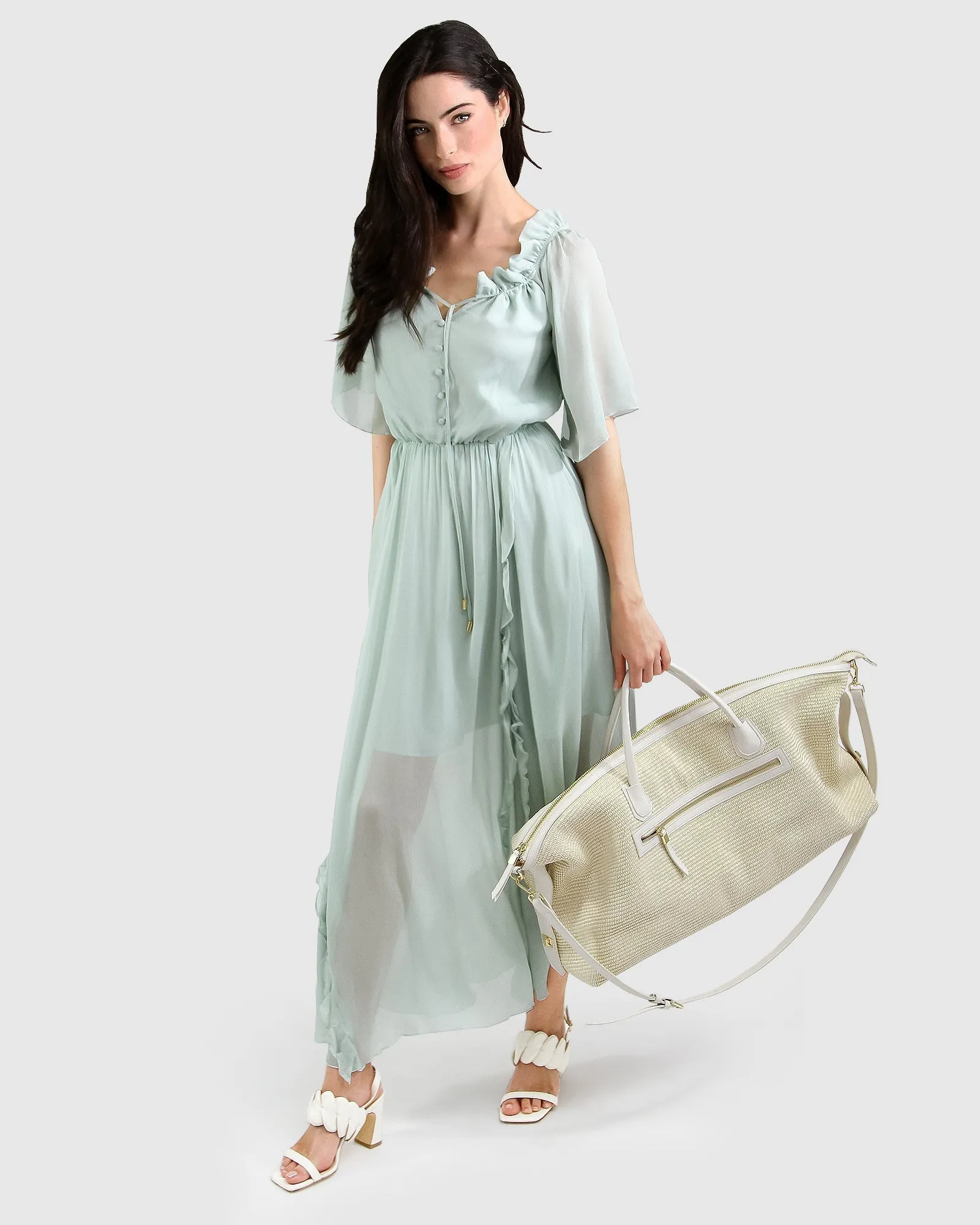 Amour Amour Ruffled Midi Dress - Spearmint FINAL SALE