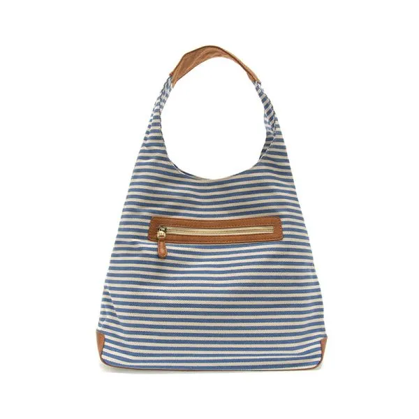 April Canvas Hobo Bag  - L8171-06  -  Women  BLUE & WHITE