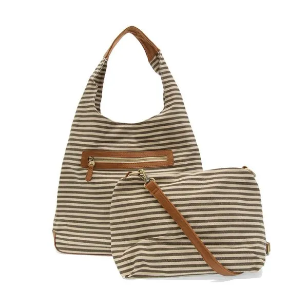 April Canvas Hobo Bag  - L8171-15  -  Women  NEUTRAL & WHITE