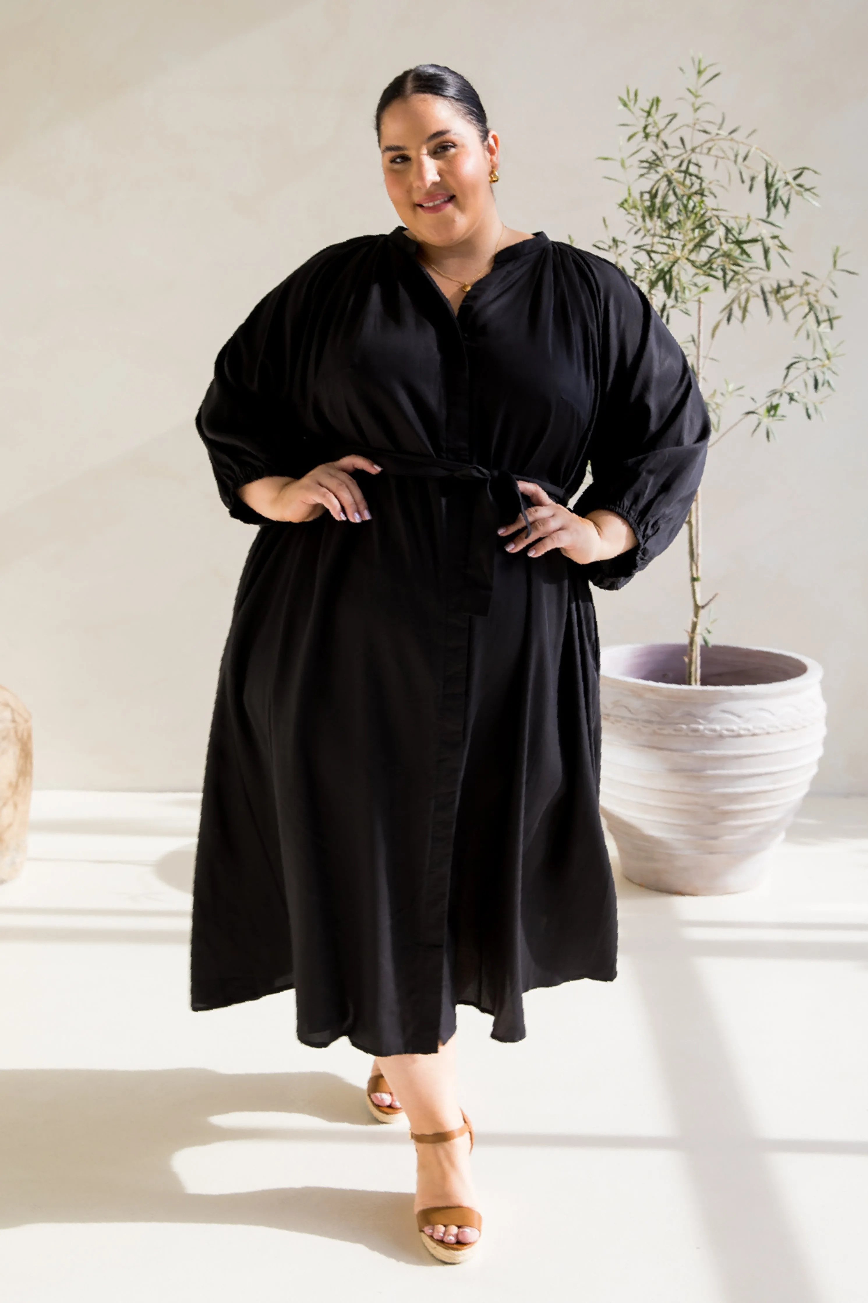 Athena Dress in Black Tencel