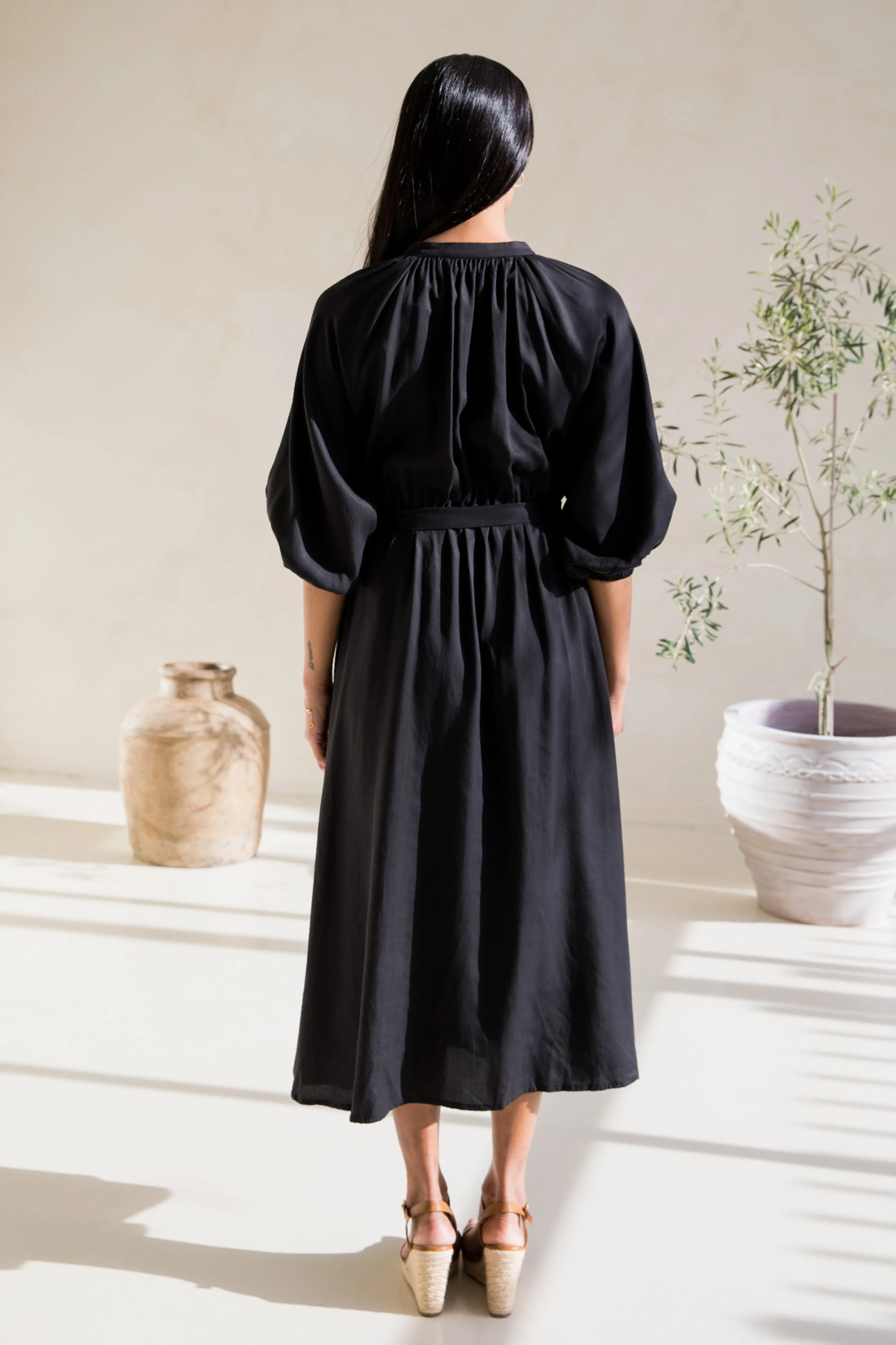 Athena Dress in Black Tencel