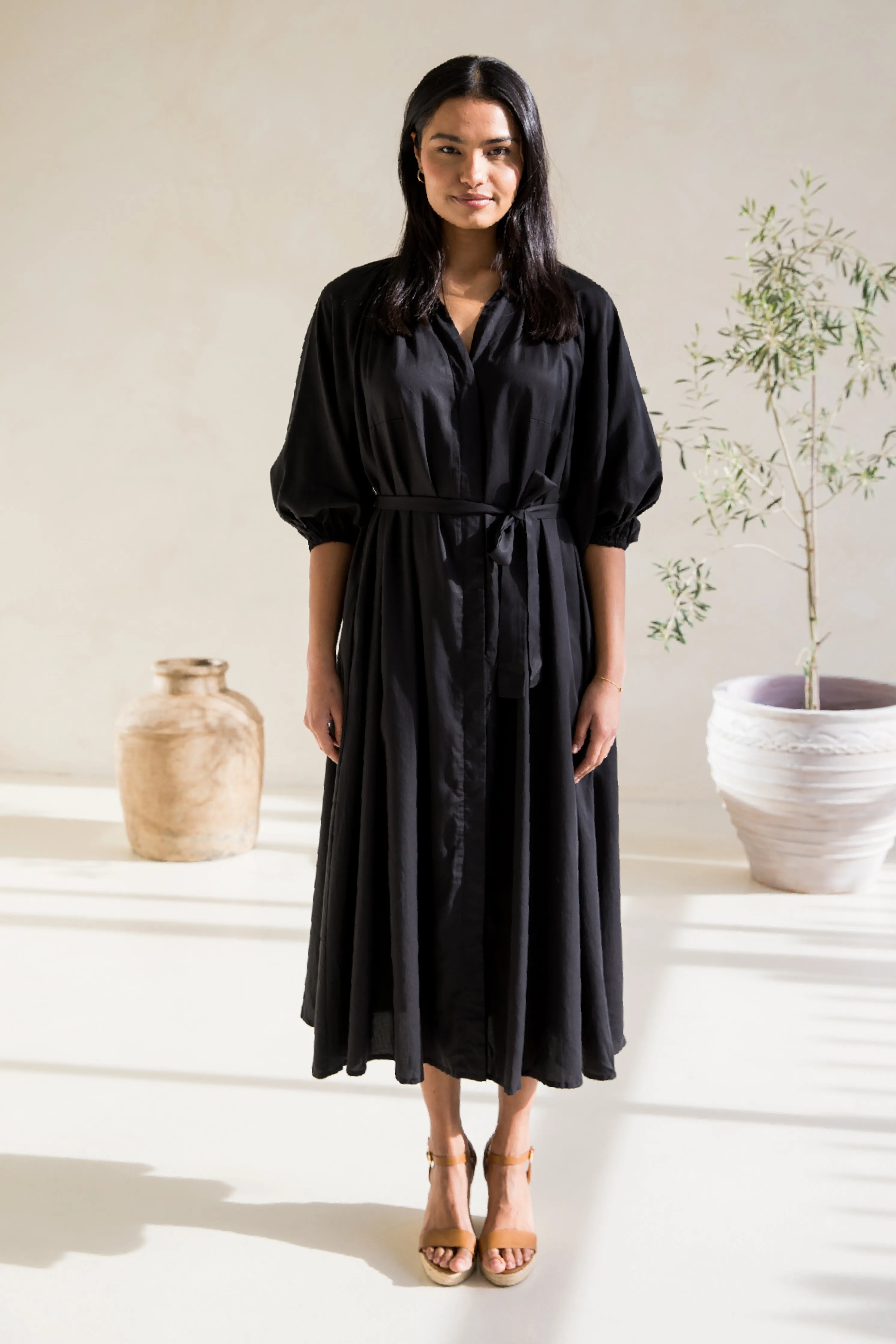 Athena Dress in Black Tencel