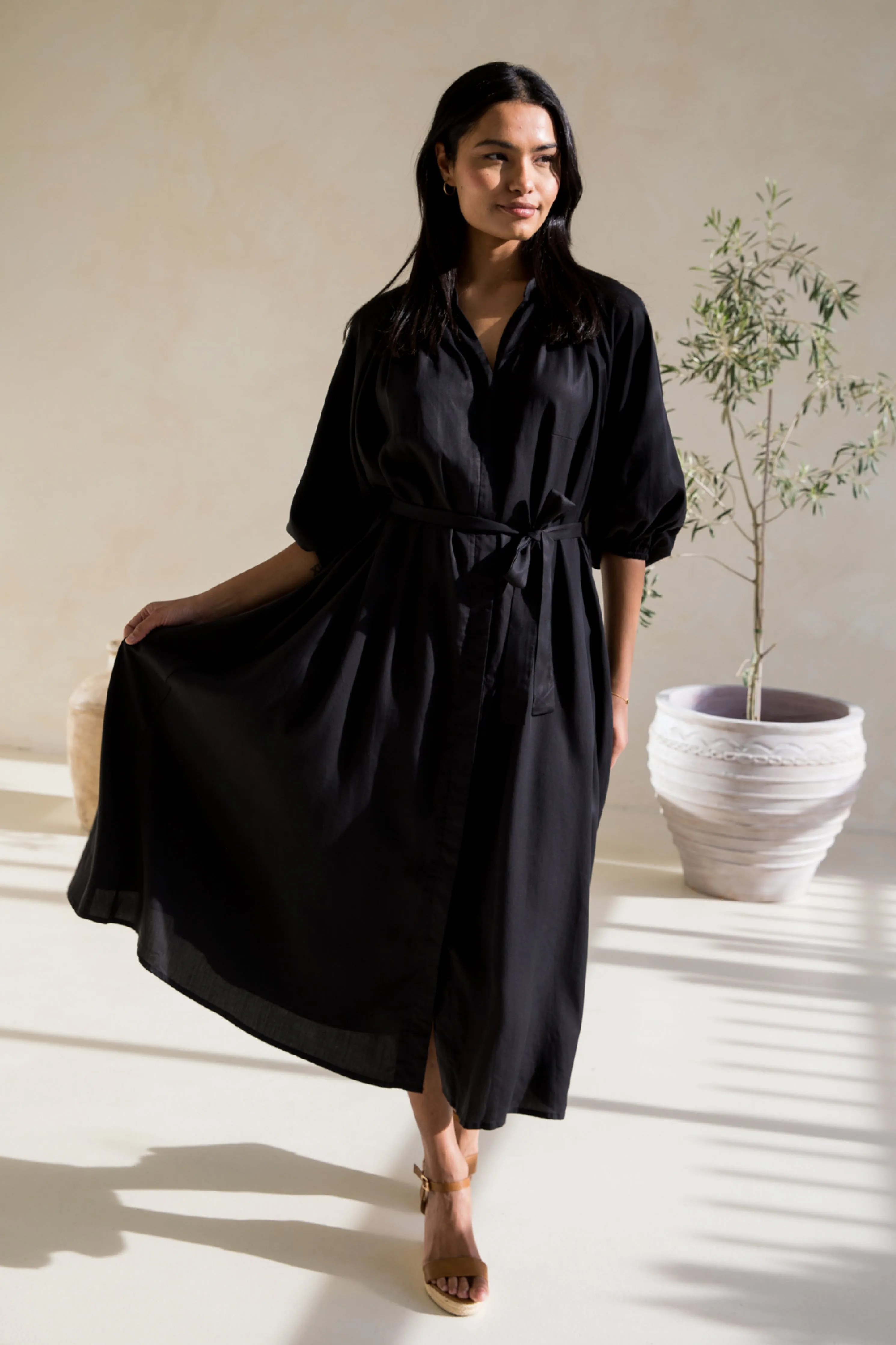 Athena Dress in Black Tencel