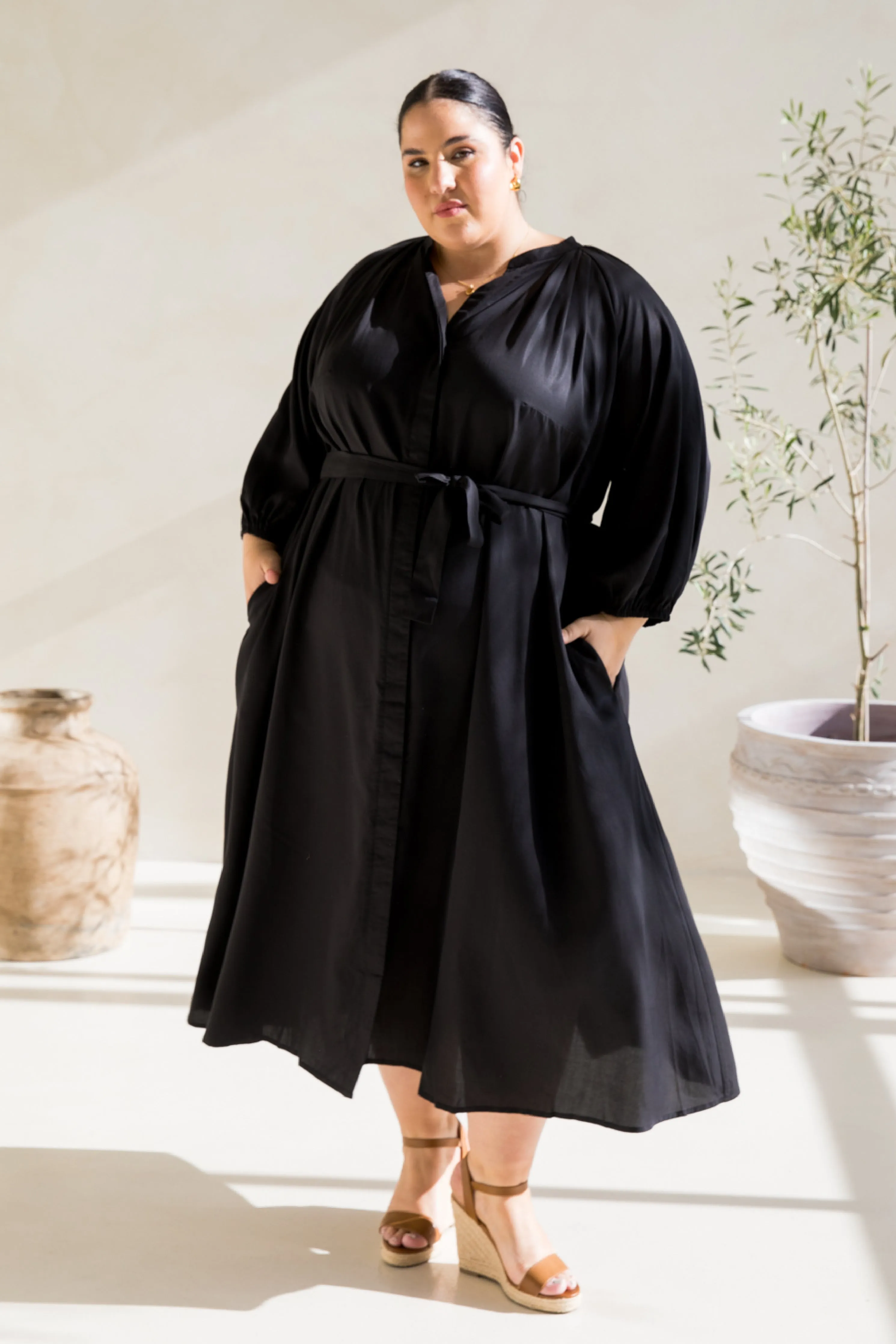 Athena Dress in Black Tencel