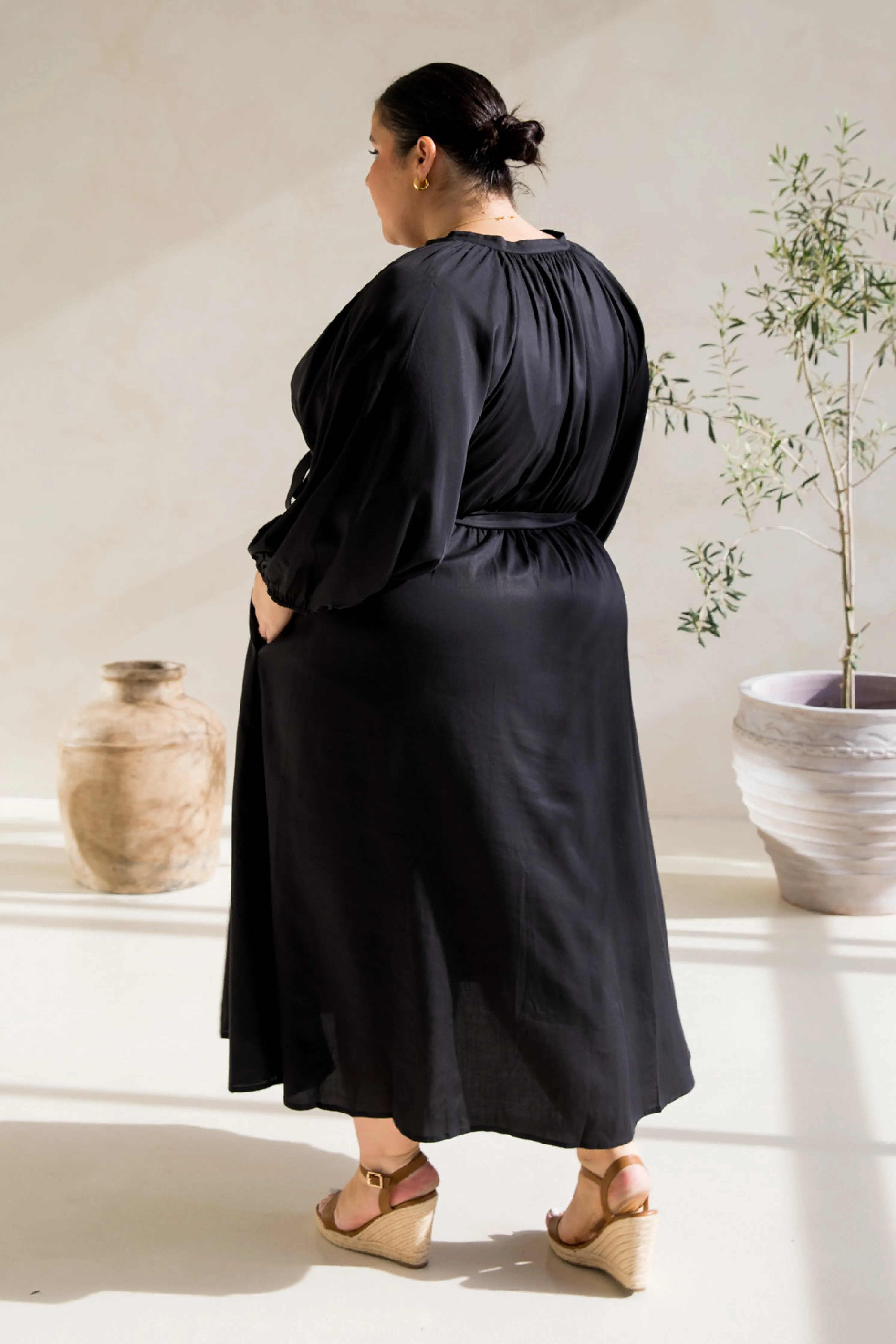 Athena Dress in Black Tencel