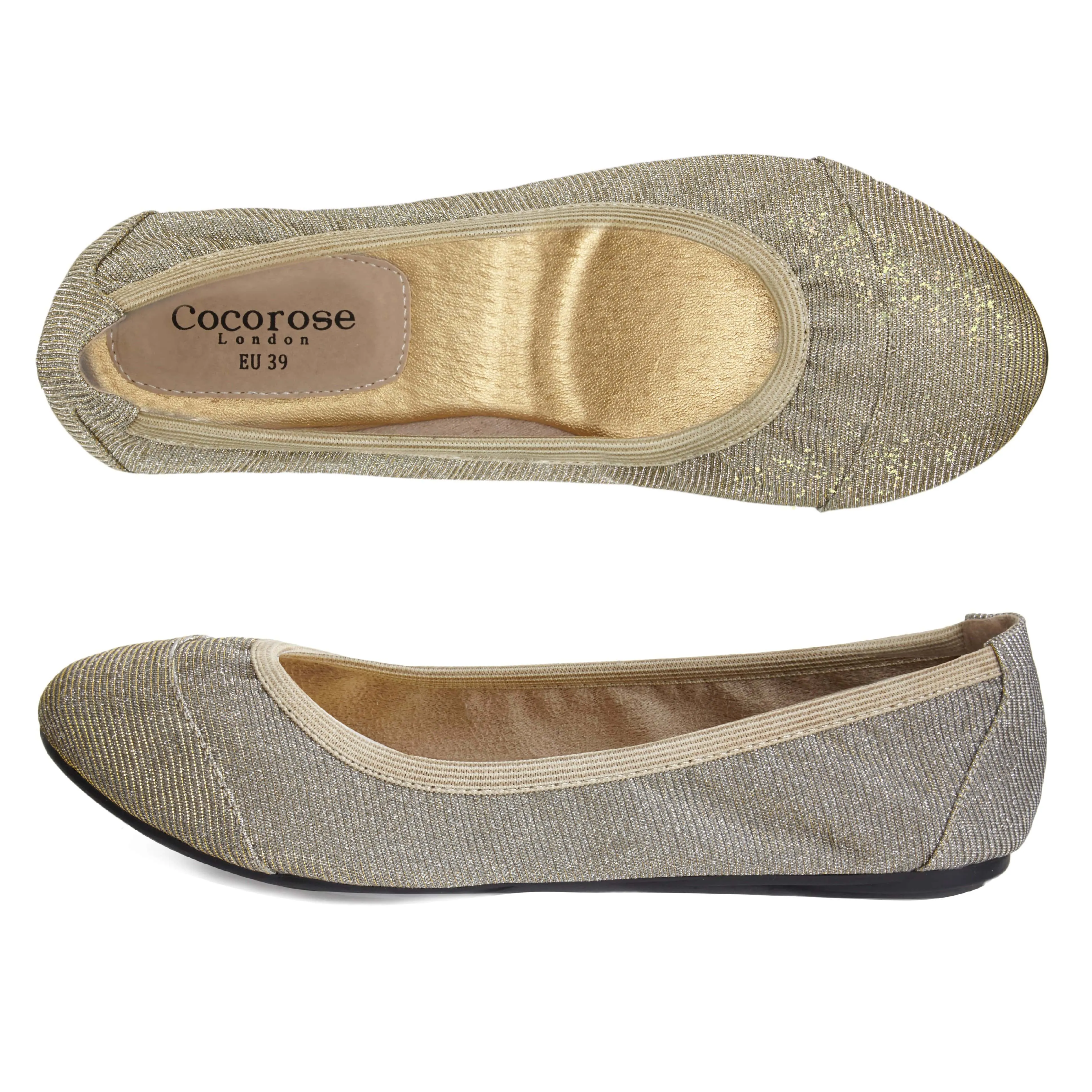 Barbican - Desert Gold Fold Up Ballet Flats