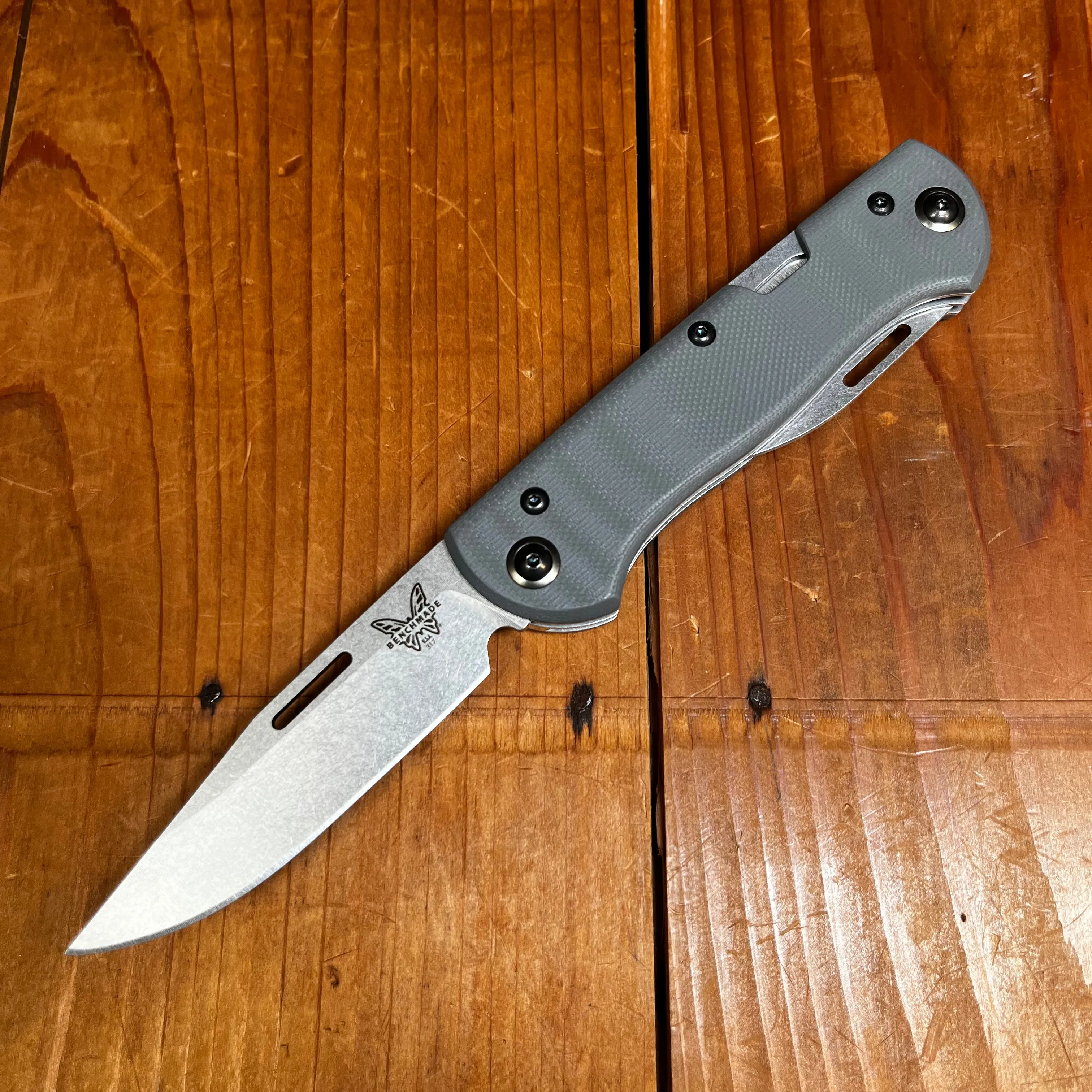 Benchmade 317 Weekender Drop Point CPM-S30V Lockback Gray G10 Handle with Second Blade and Bottle Opener