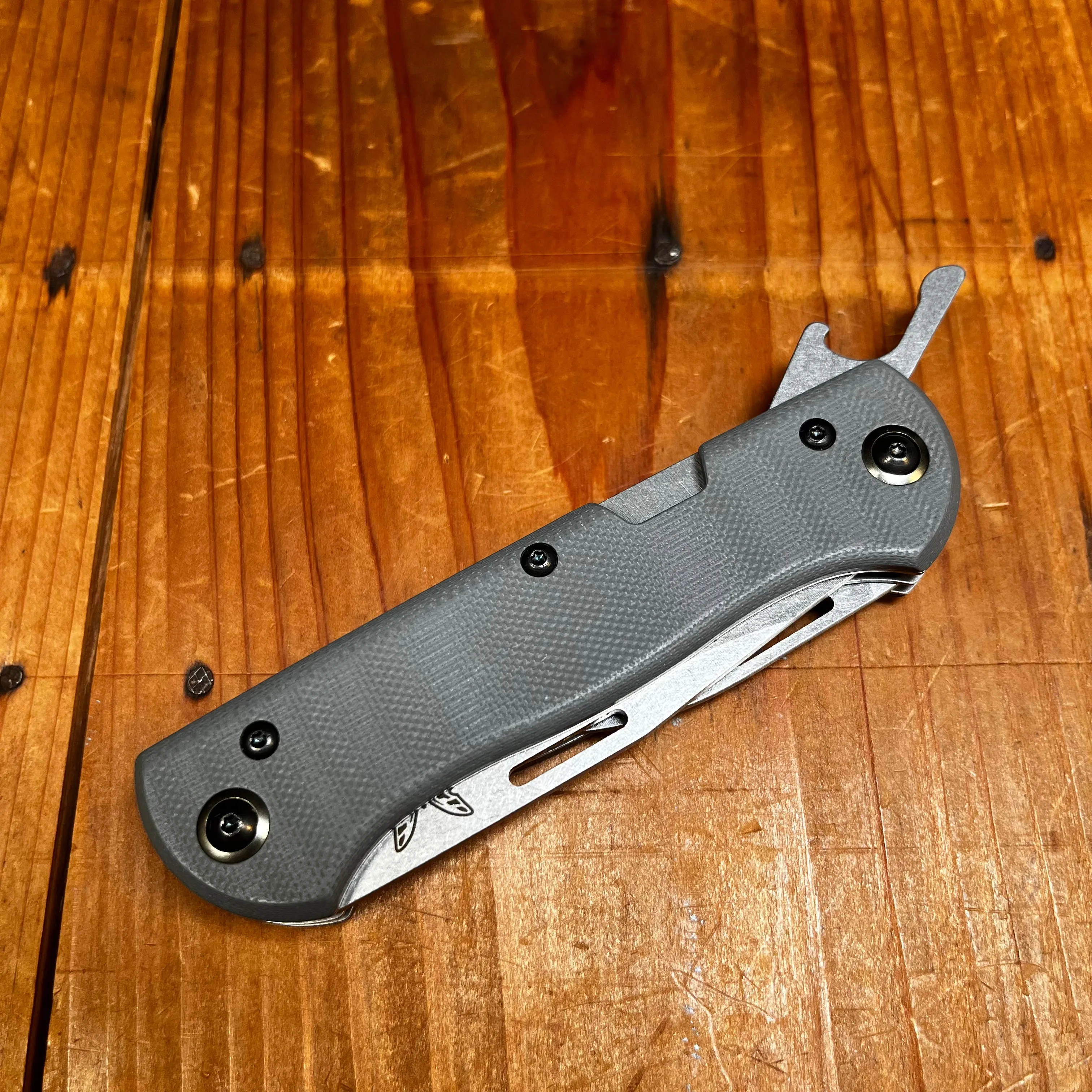 Benchmade 317 Weekender Drop Point CPM-S30V Lockback Gray G10 Handle with Second Blade and Bottle Opener