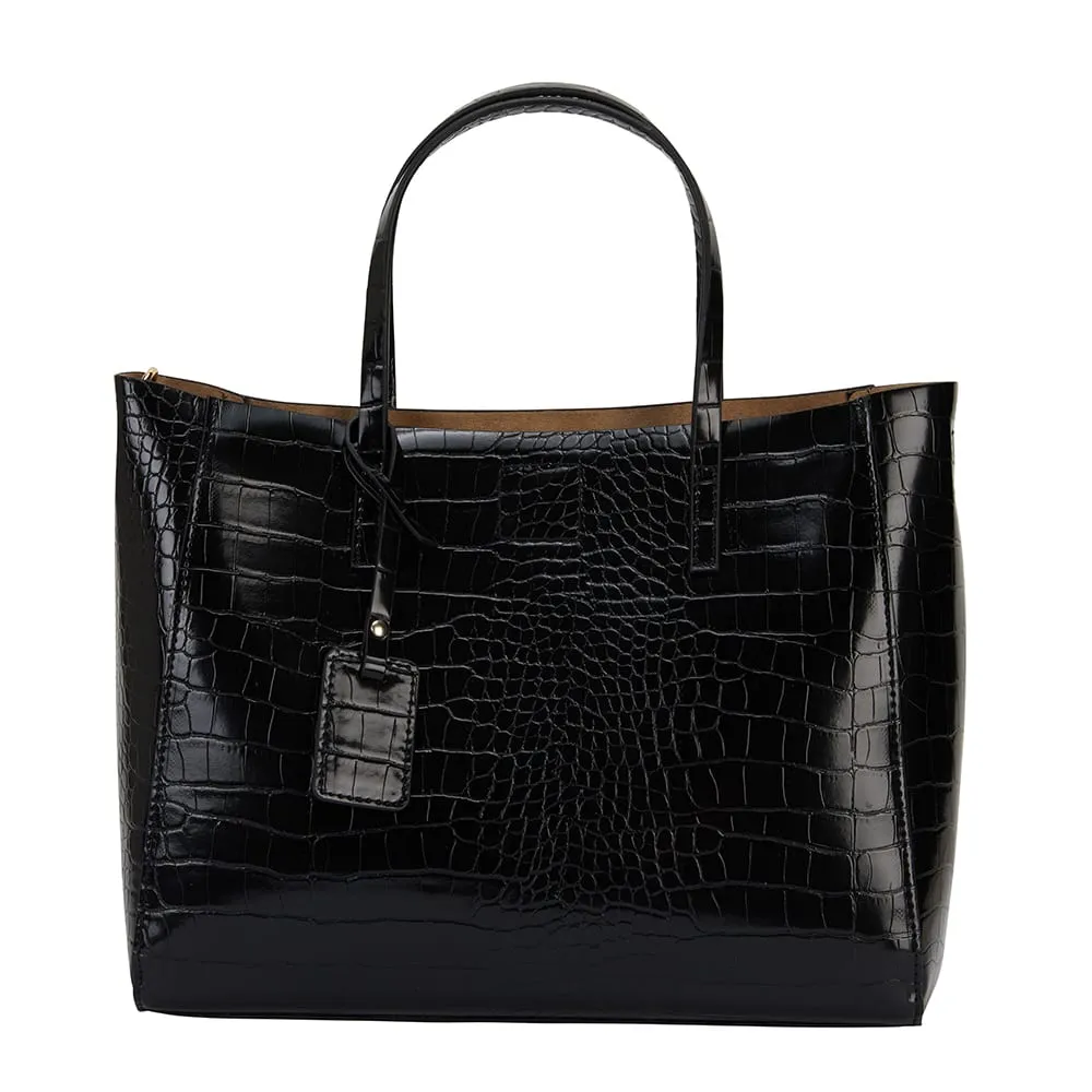 Billi Handbag in Black Croc