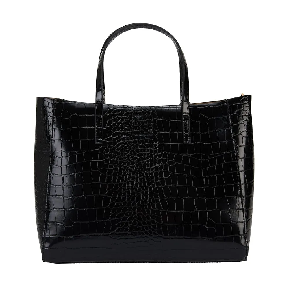 Billi Handbag in Black Croc