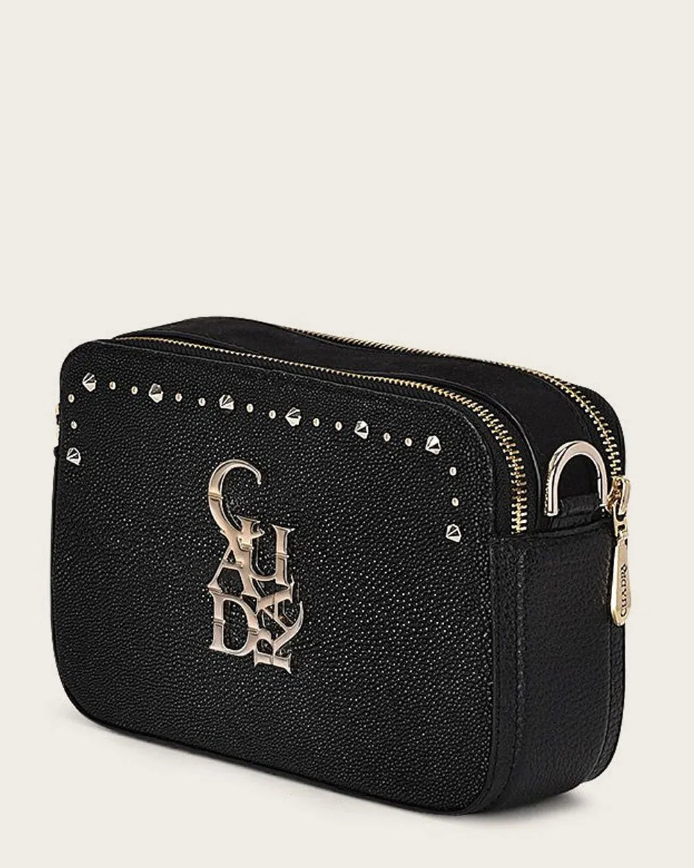 Black exotic crossbody handbag