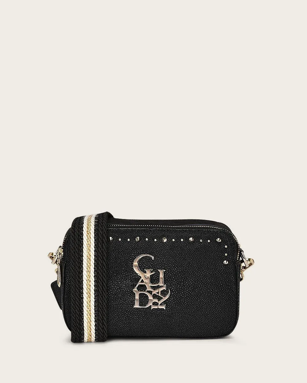 Black exotic crossbody handbag