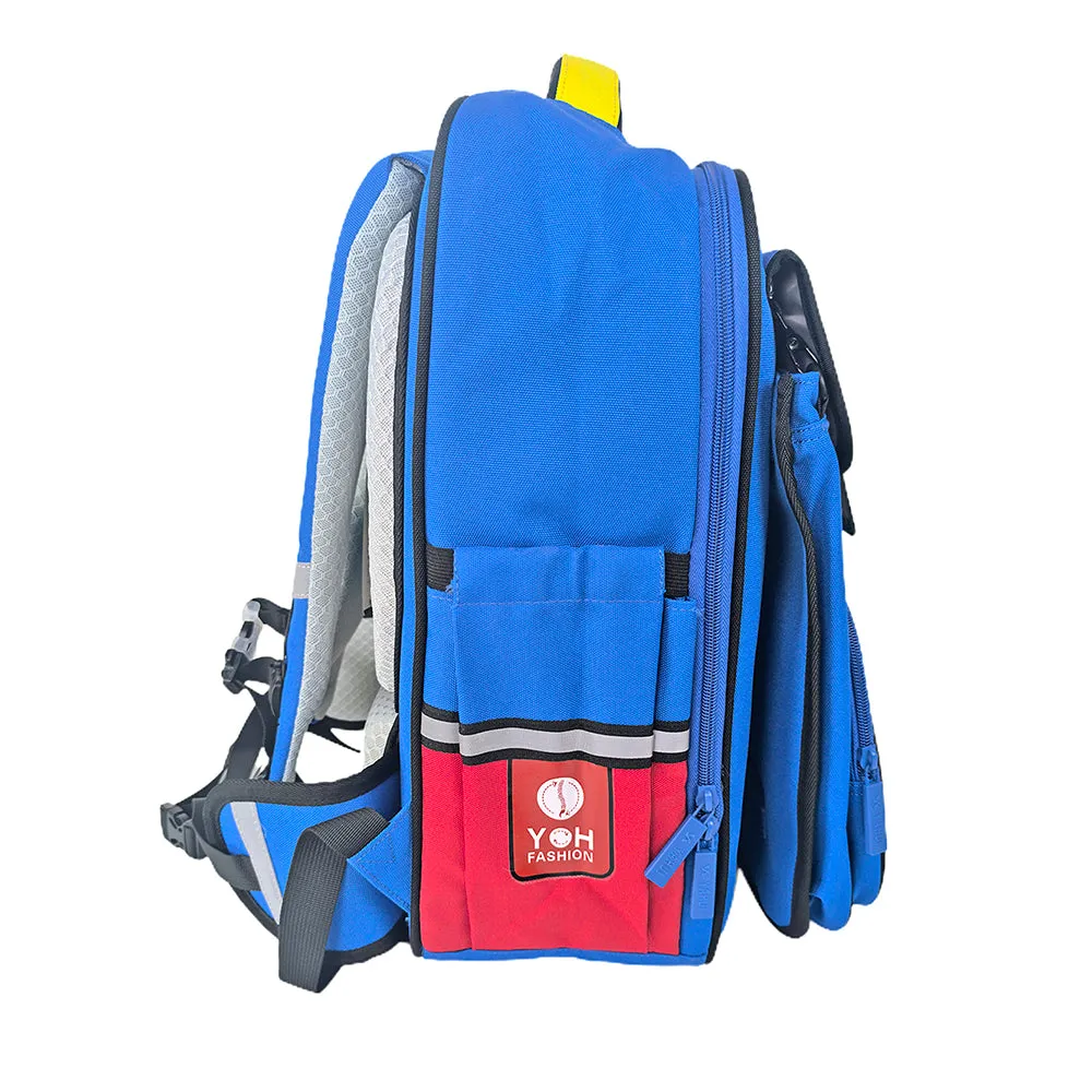 Blue Red Block Astronaut School Backpack for Kids