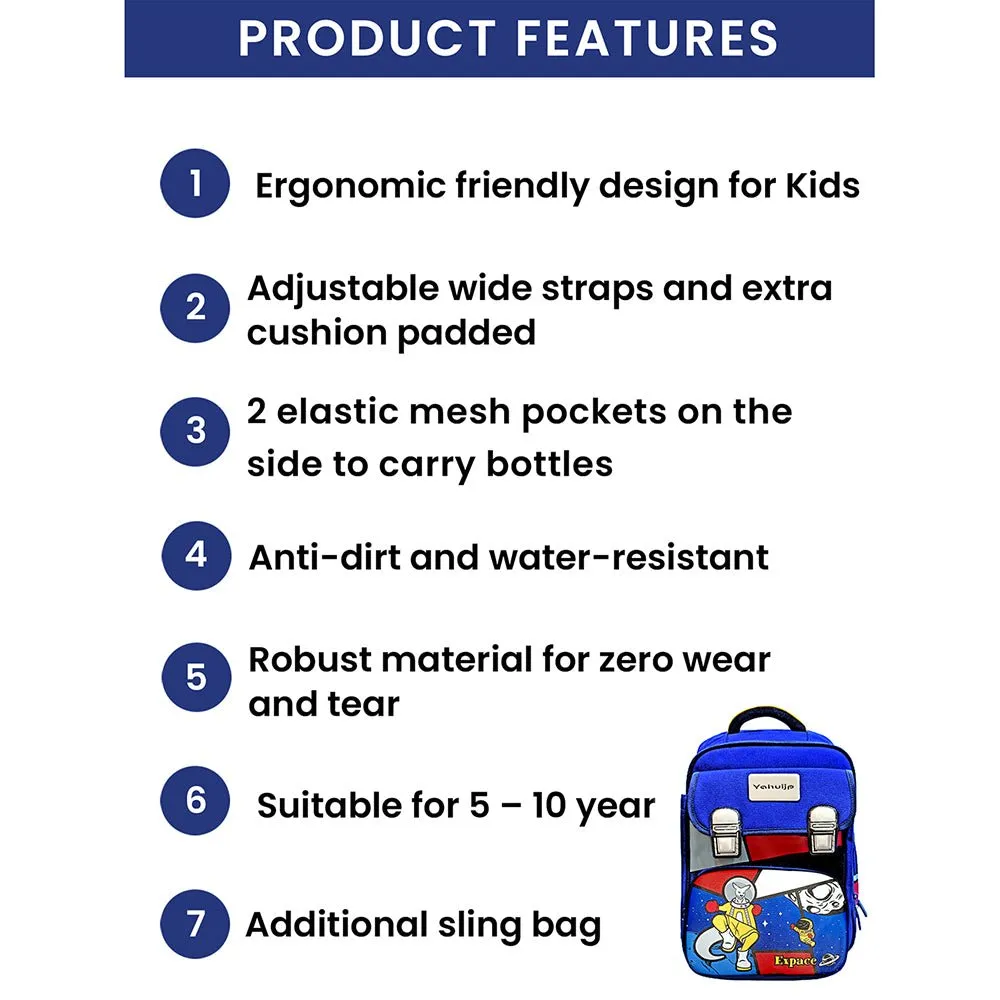 Blue Red Block Kangaroo School Backpack for Kids