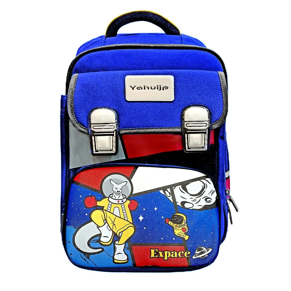 Blue Red Block Kangaroo School Backpack for Kids