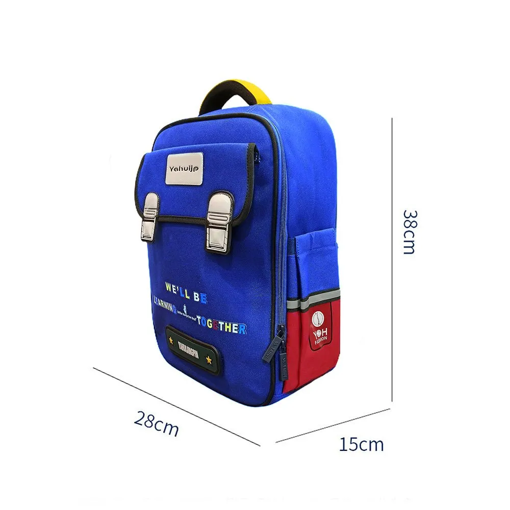 Blue Red Block Kangaroo School Backpack for Kids