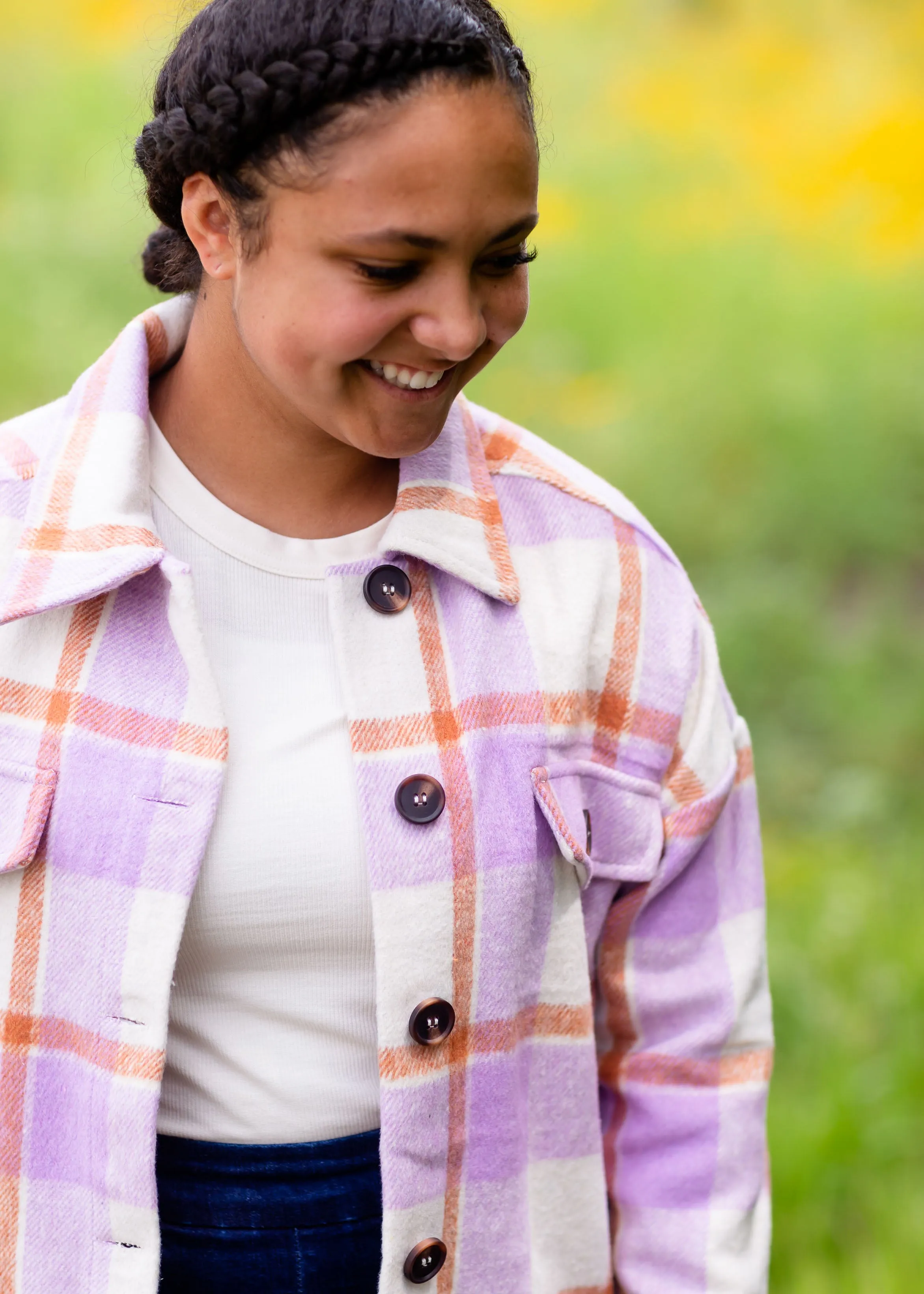 Button Up Lavender Shacket with Pockets - FINAL SALE