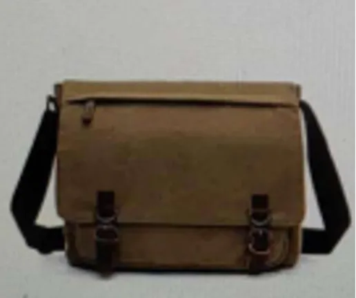 Canvas & Leather Shoulder Messenger Bag - Camel-VS-8645