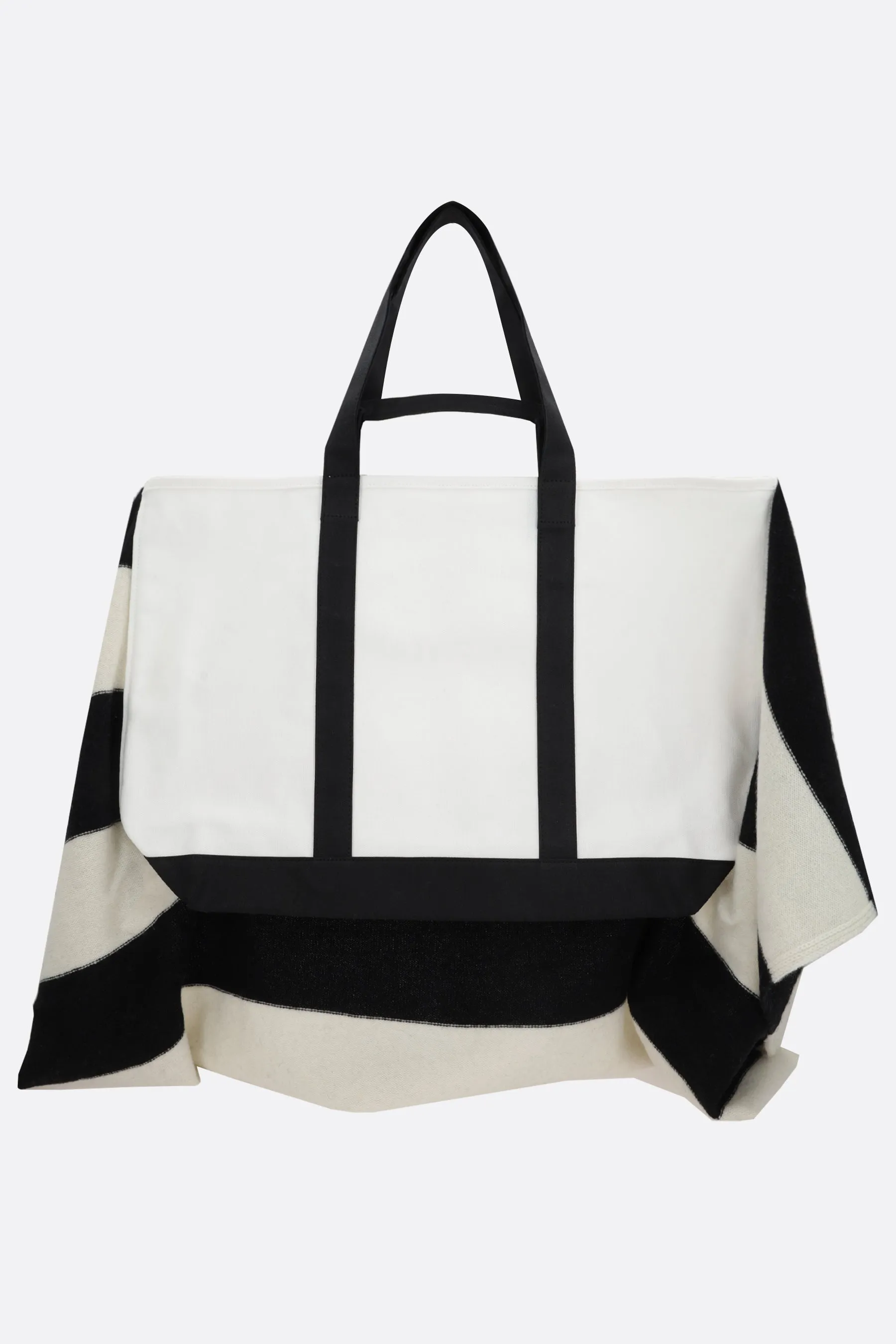 canvas tote bag with knit insert