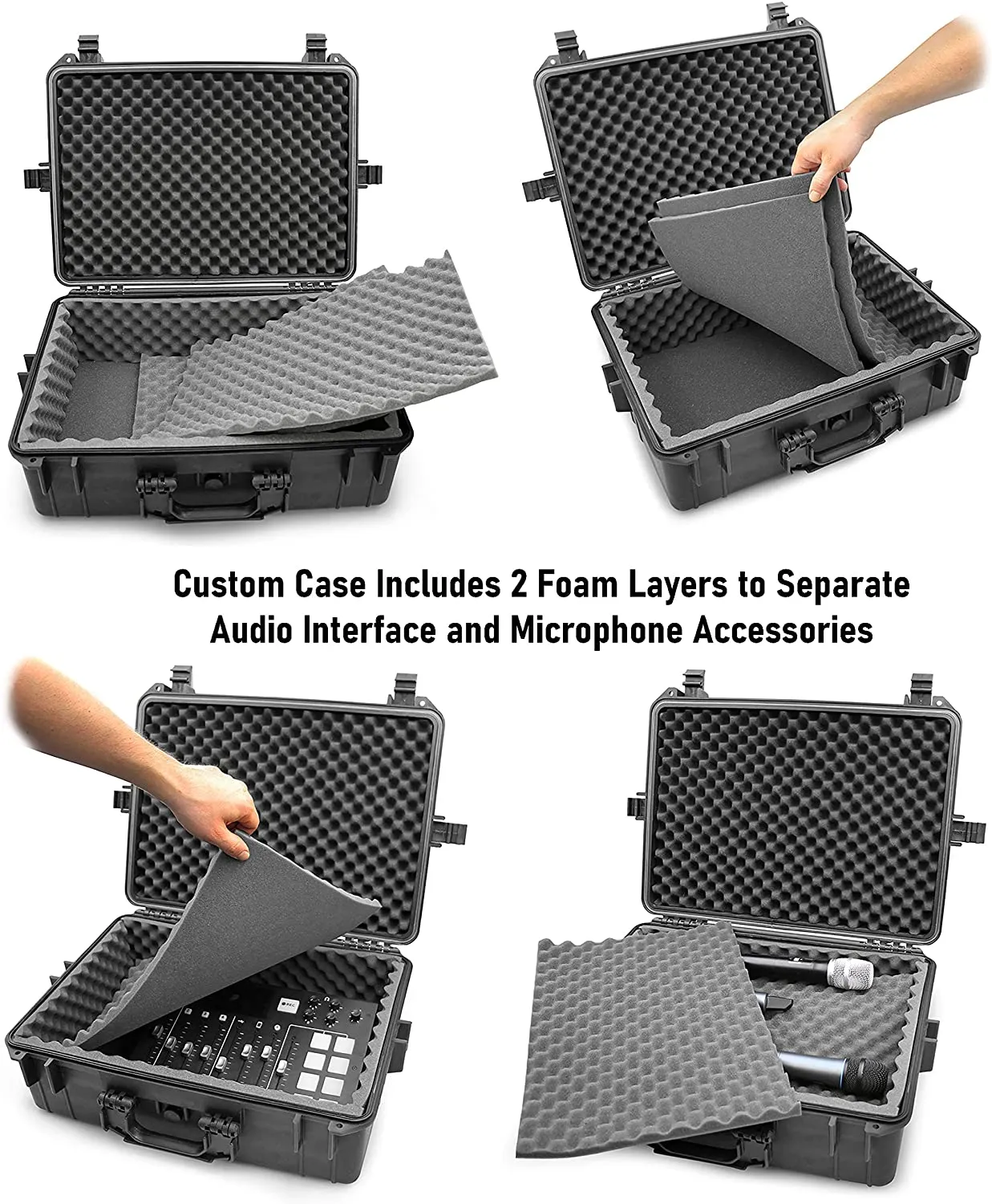 CASEMATIX Waterproof Audio Mixer Case Compatible with Yamaha MG12XU 12 Channel Mixing Console - Hard Case with Foam Fits Mixers up to 17" x 12.1" x 5"