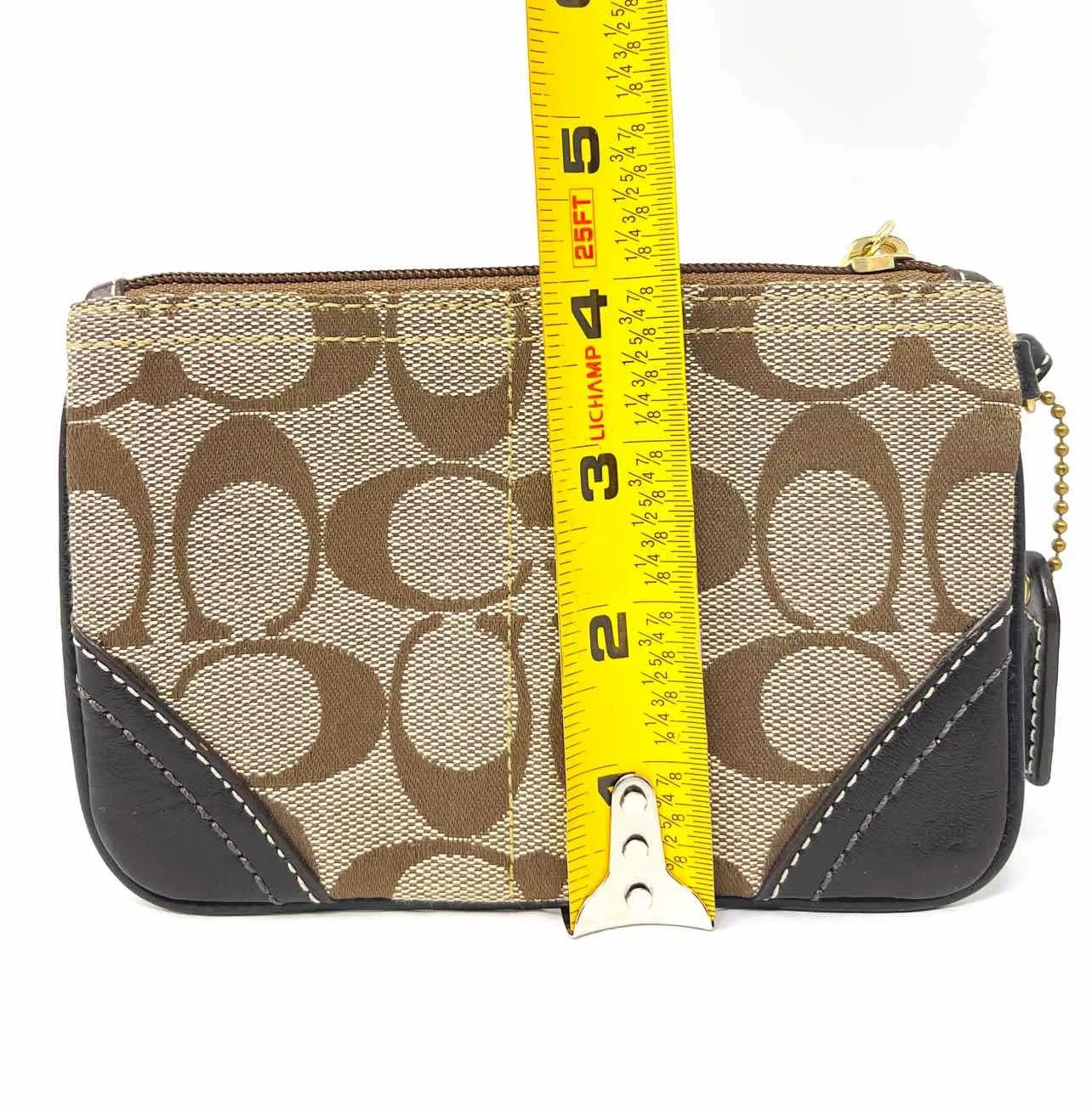 Coach Tan/Brown Signature Fabric/Leather Designer Wristlet