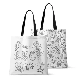 Colorable Personalized Tote Bags | Mermaid Magic