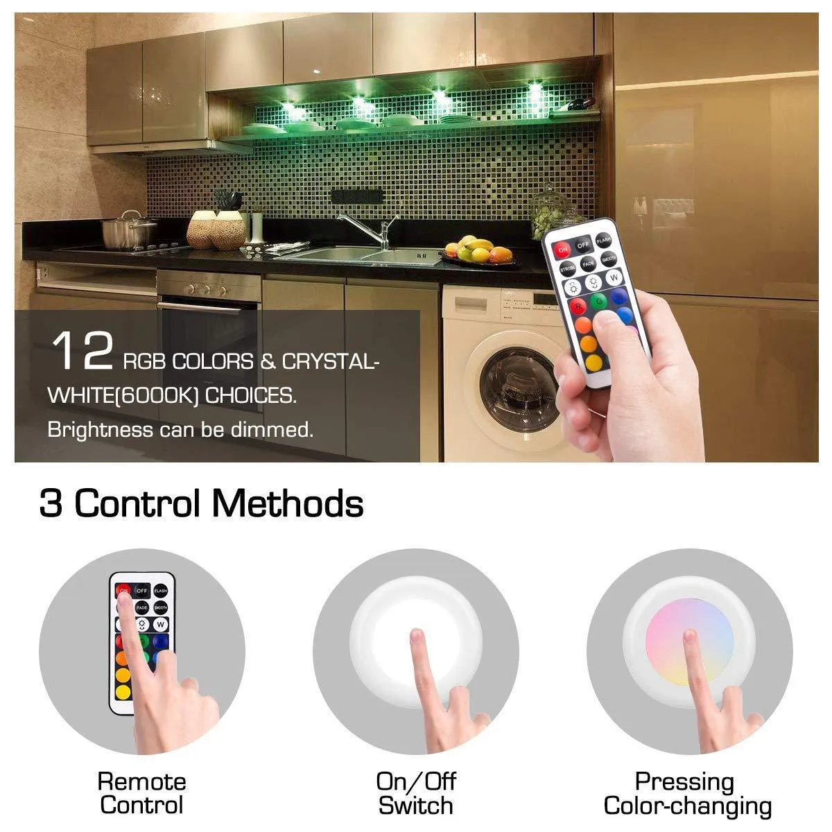 Colour-changing remote-controlled LED wireless-Buy more save more!!