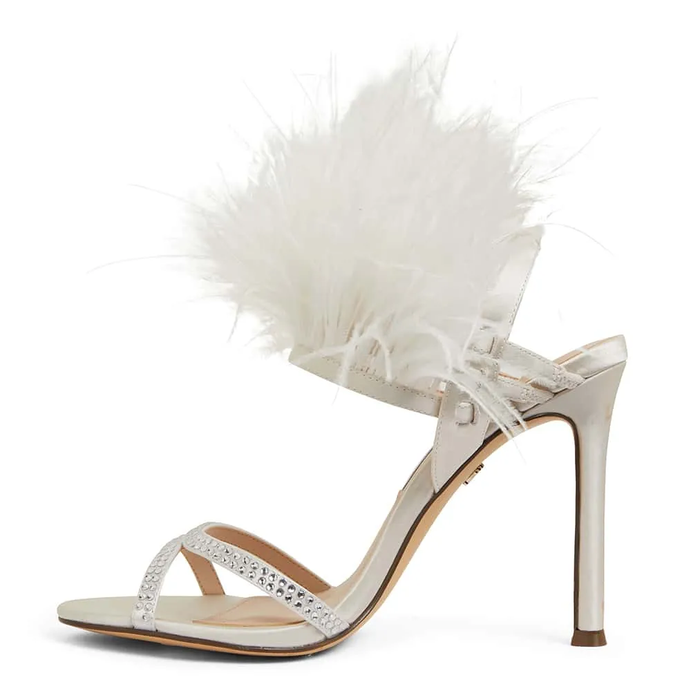 Dalva Heel in Ivory Satin