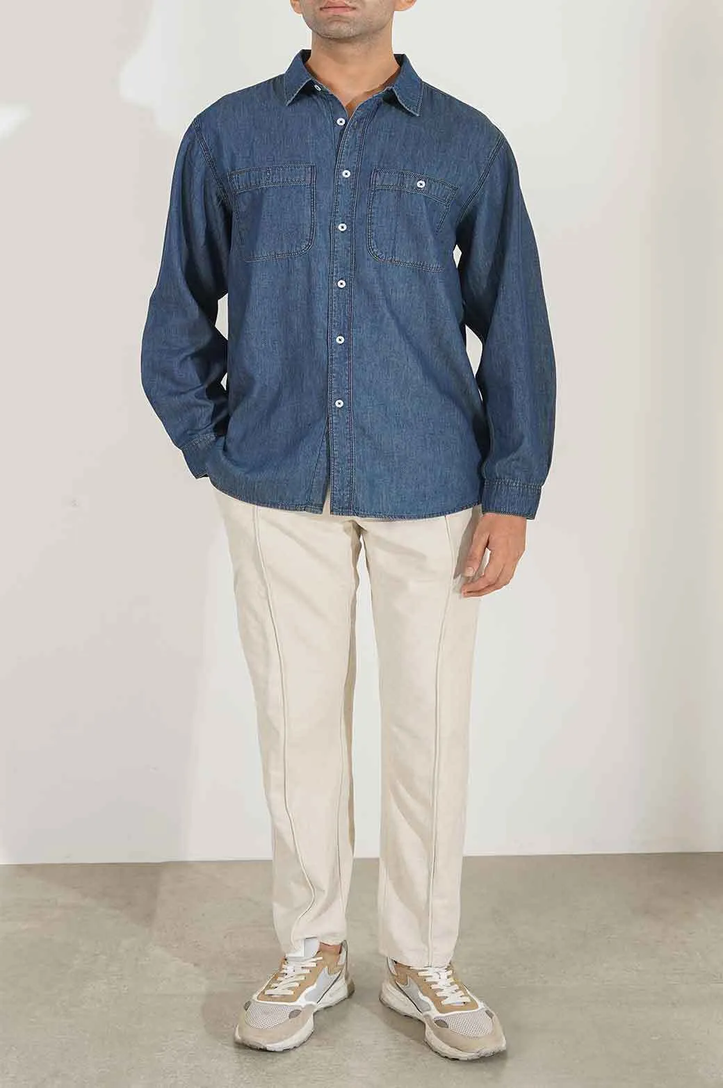 DENIM SHIRT WITH PATCH POCKETS