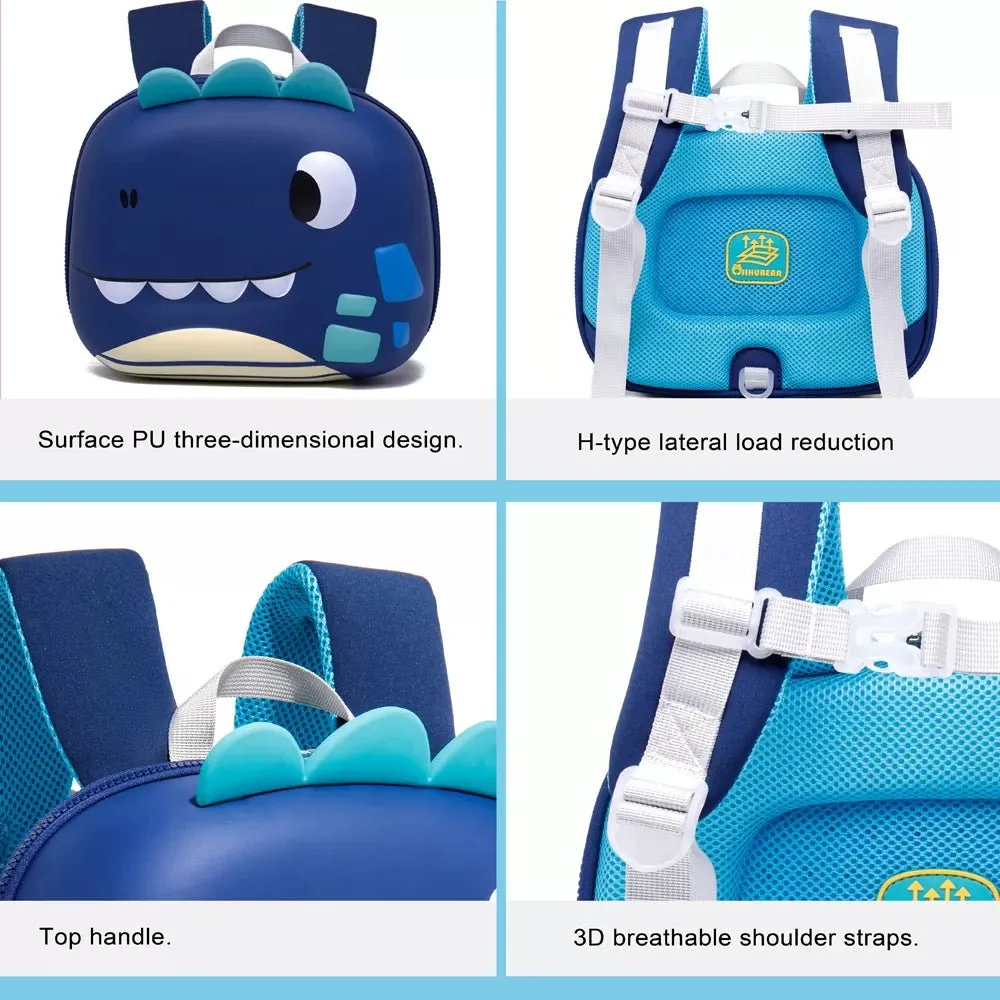 Derek the Dino 3d Light weighted Ergo Backpack for Toddlers & Kids with Leash, Blue