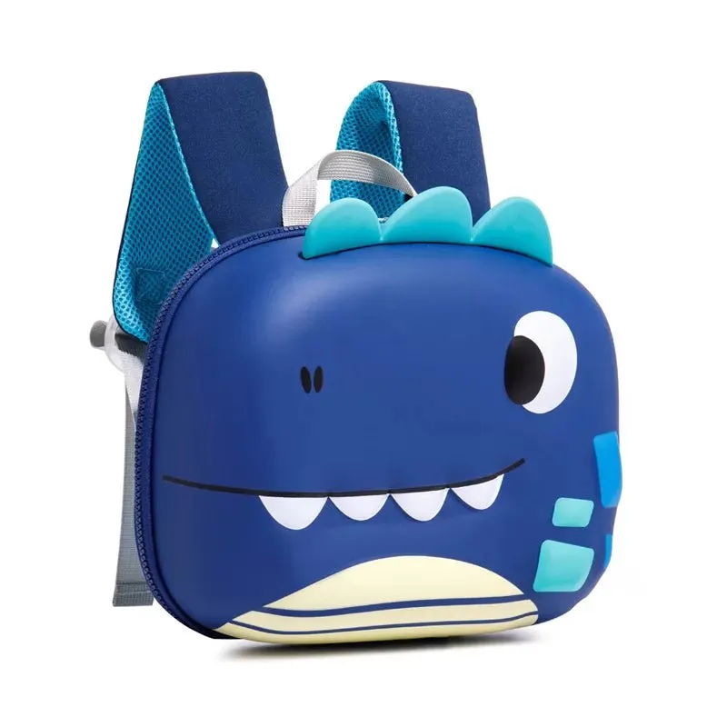 Derek the Dino 3d Light weighted Ergo Backpack for Toddlers & Kids with Leash, Blue