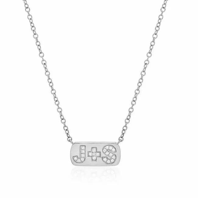 Diamond Lovebirds Initial Plaque Necklace