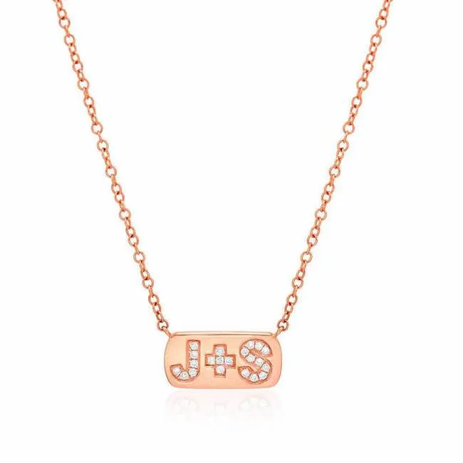 Diamond Lovebirds Initial Plaque Necklace