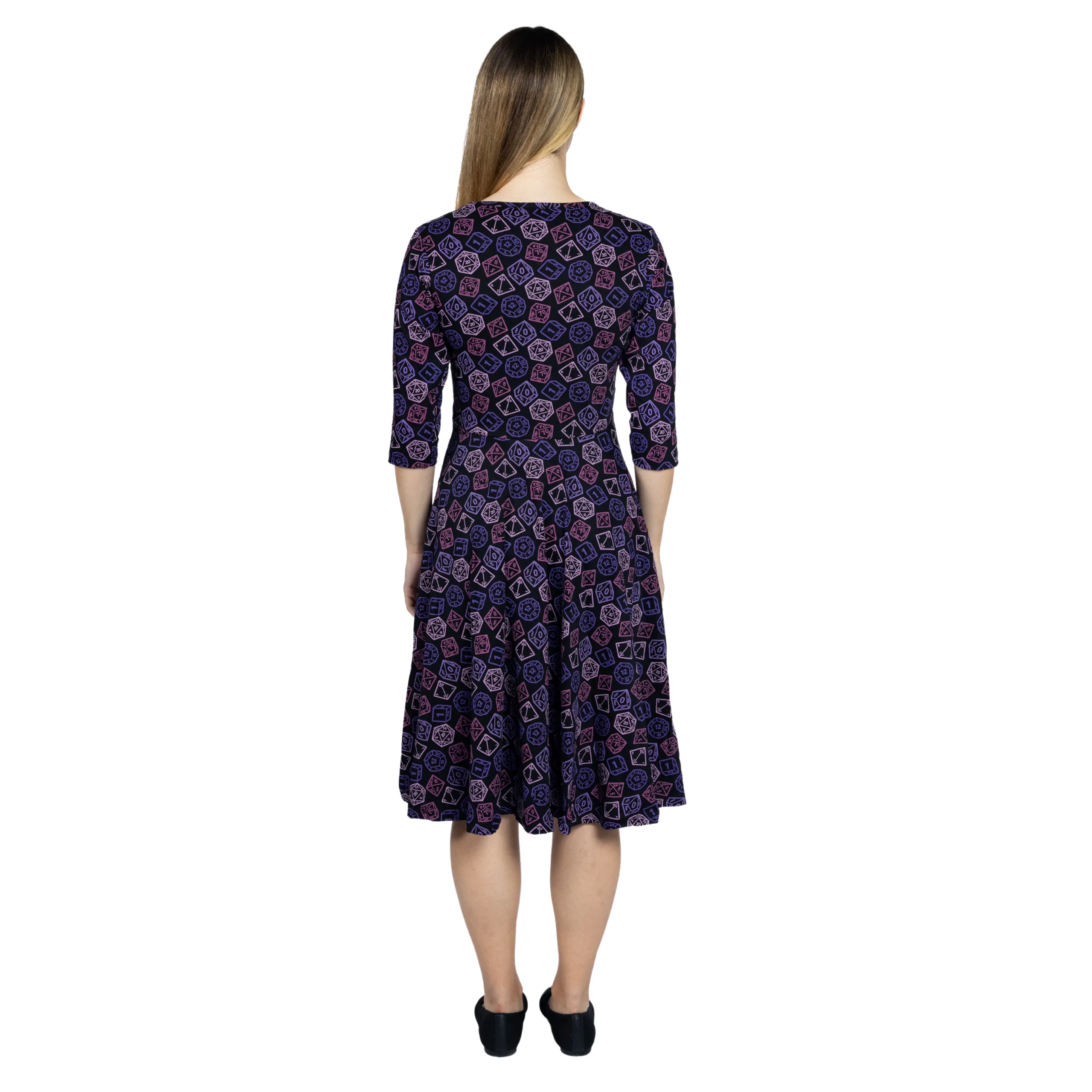 Dice 3/4th Sleeves Twirl Dress