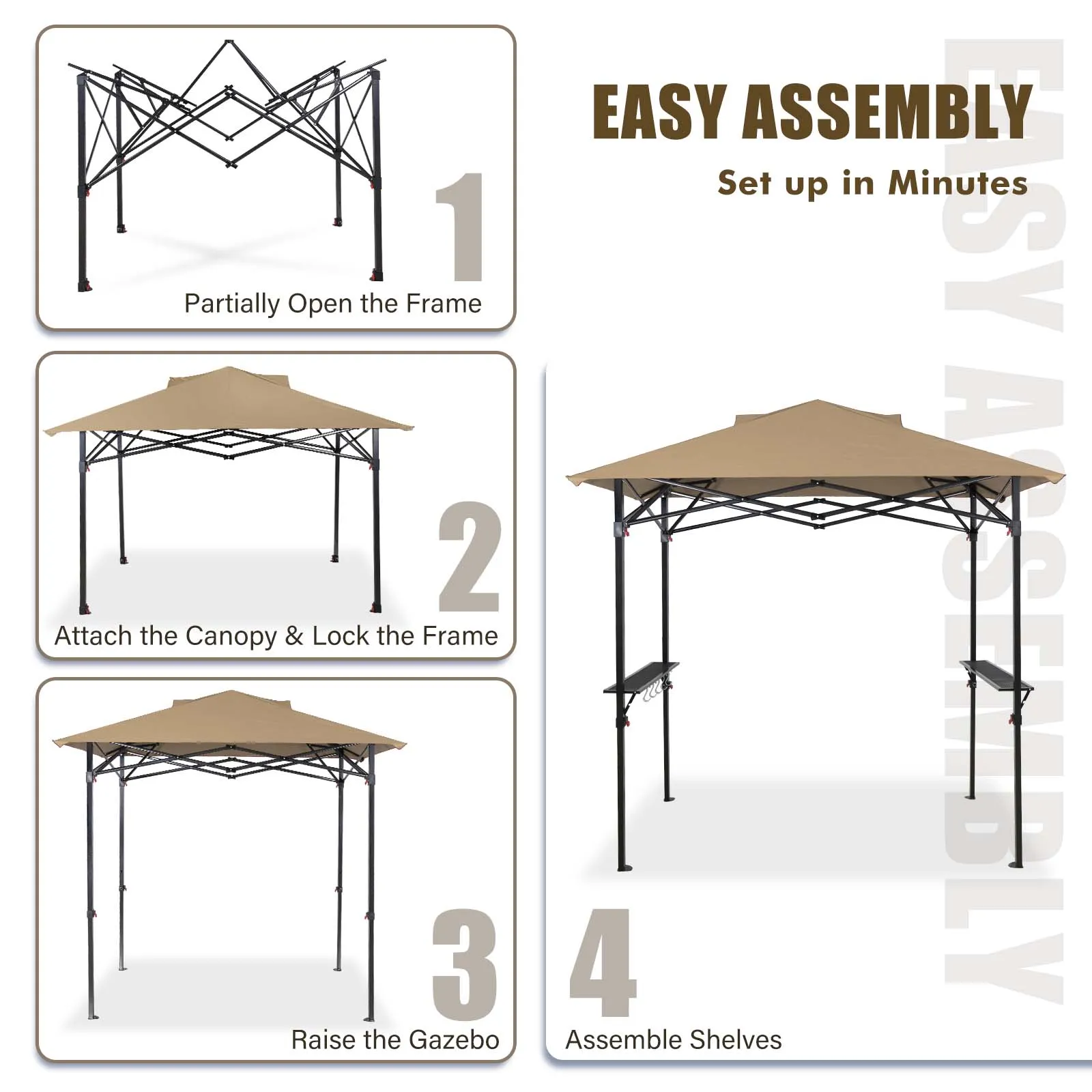 EAGLE PEAK 8x5 Pop up Grill Gazebo with Wheeled Bag, Instant Outdoor BBQ Canopy with Air Vent for Barbeque