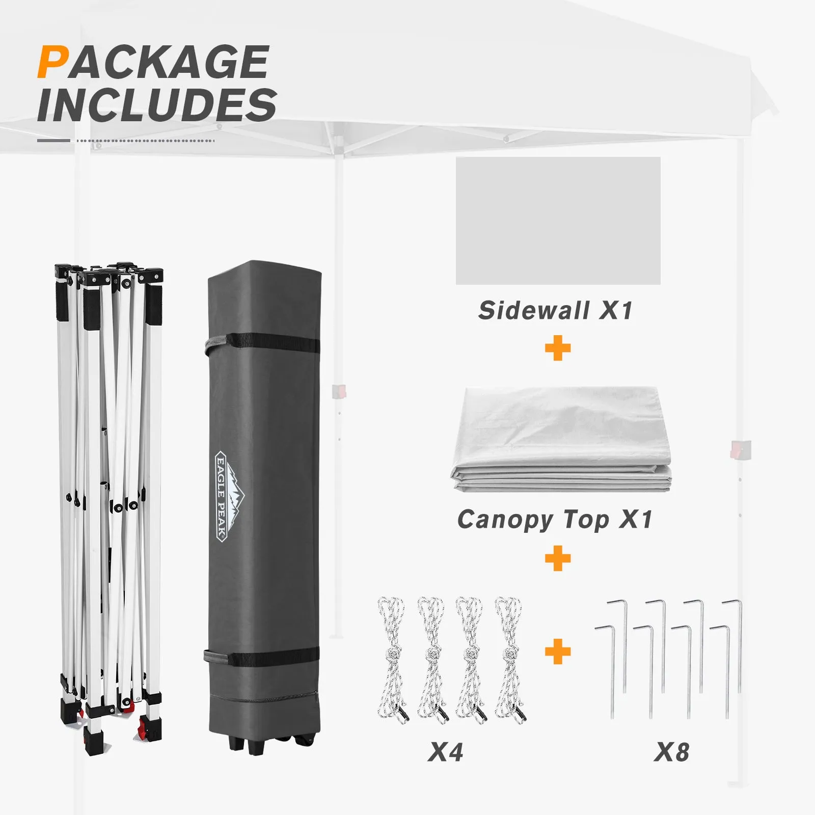 EAGLE PEAK 8x8 Pop Up Straight Leg Canopy with Sidewall